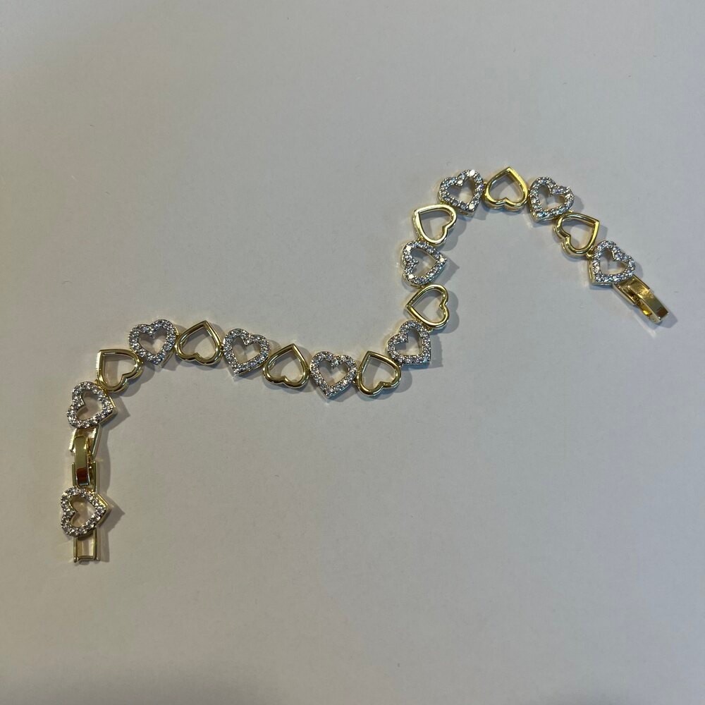 Gold Taşlı Kalp Detaylı Bileklik