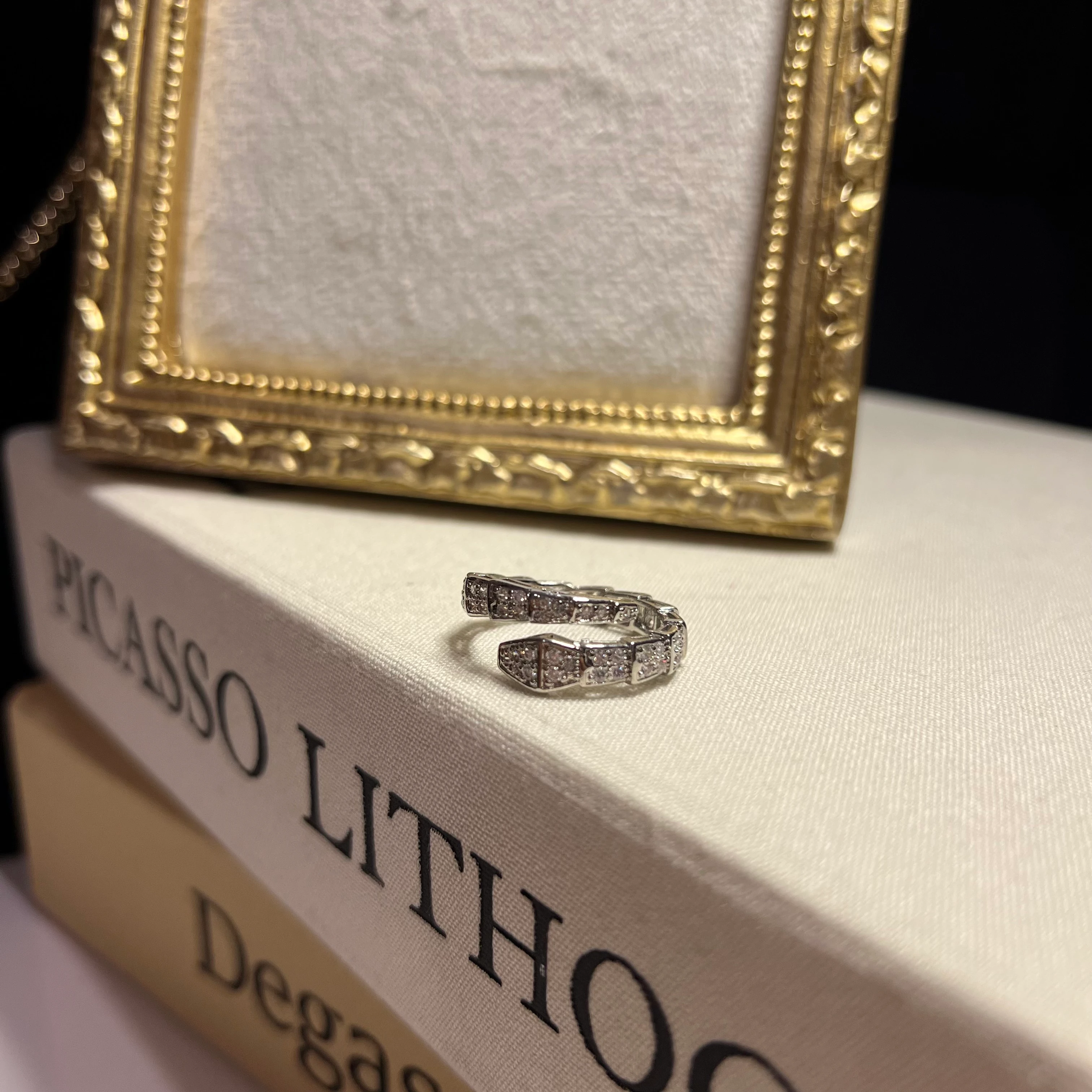 Silver Taşlı Ayarlanabilir Yılan Yüzük