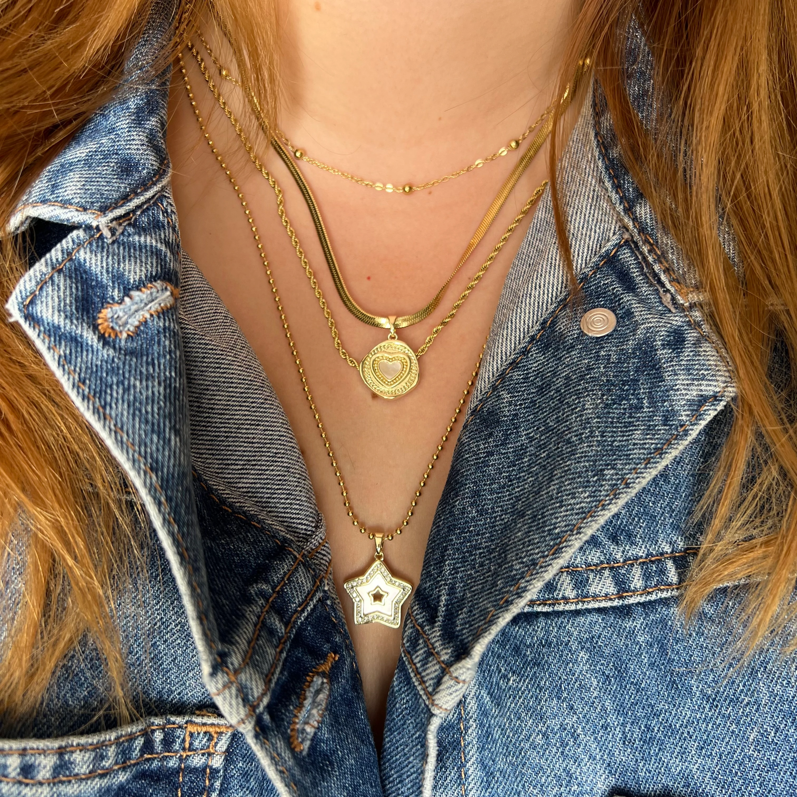 Çelik Gold Çoklu Kolye Seti