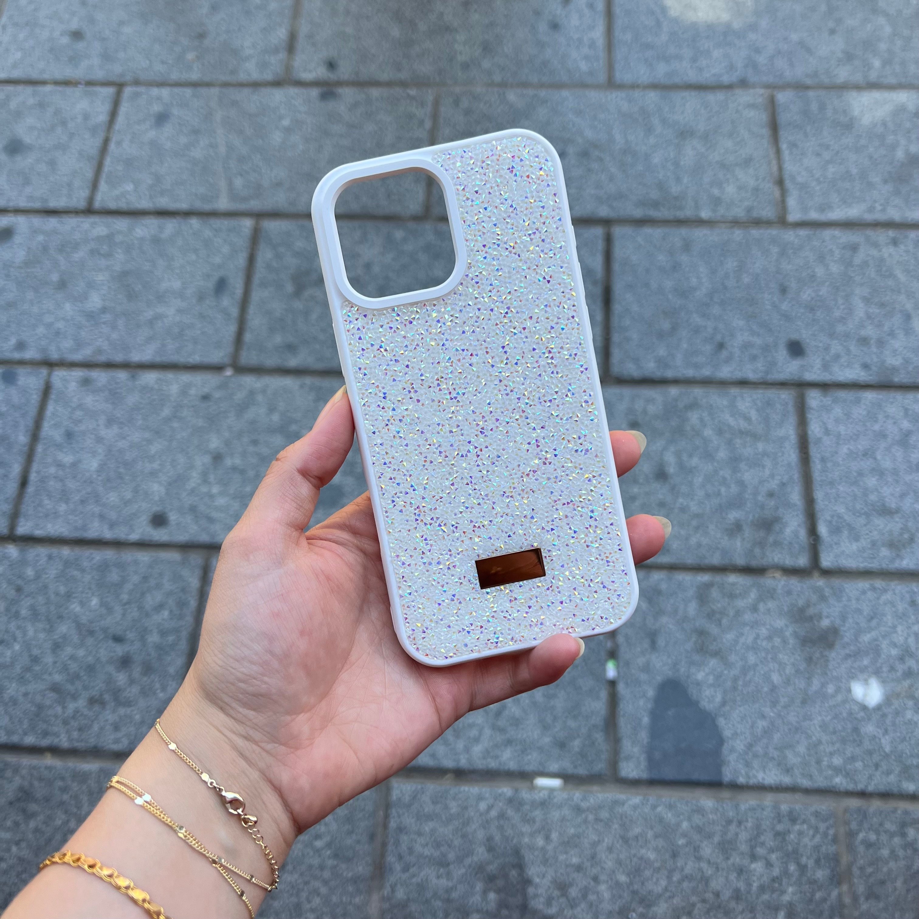 Iphone 16 Pro Max Beyaz Taşlı Telefon Kılıfı