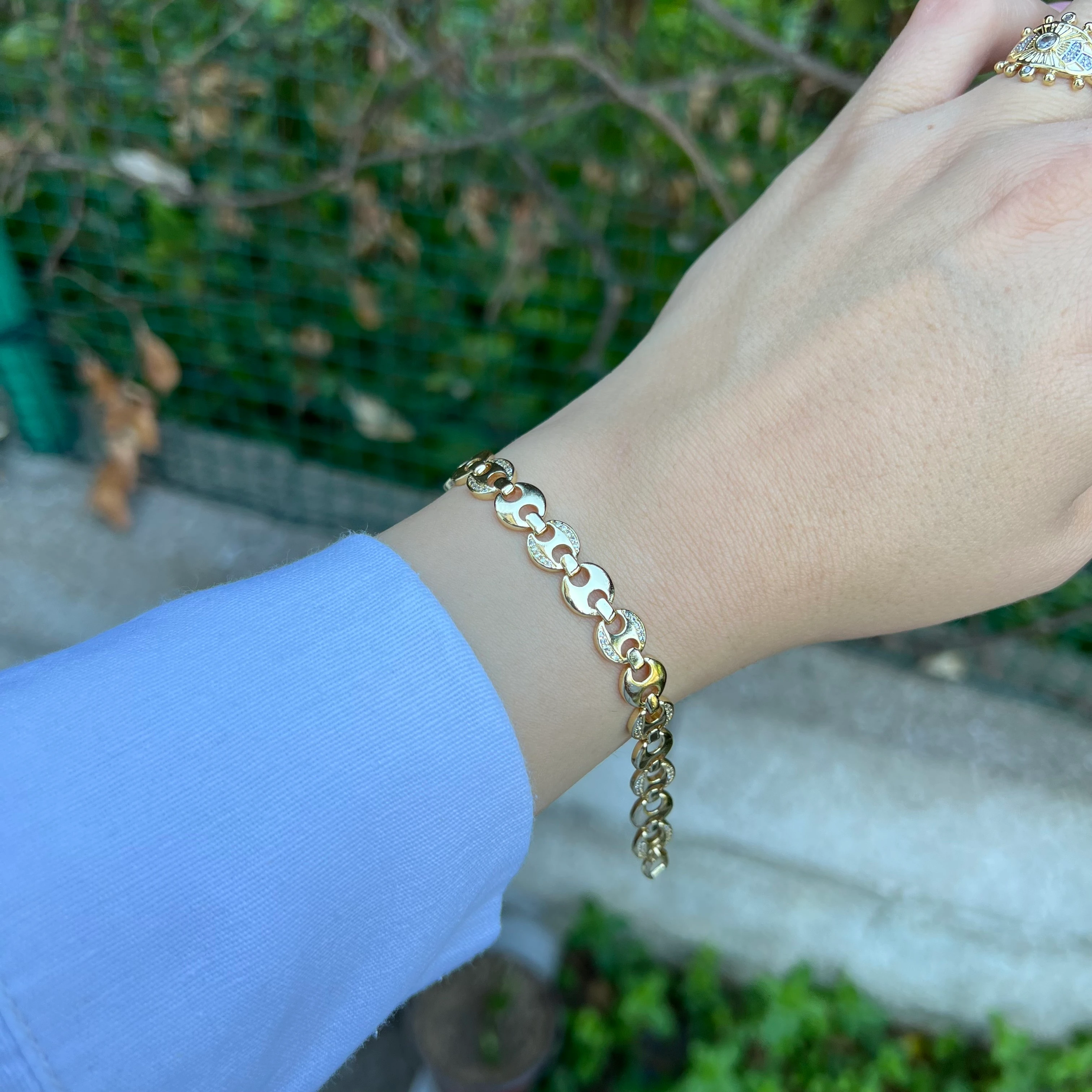 Düğme Model Gold Bileklik