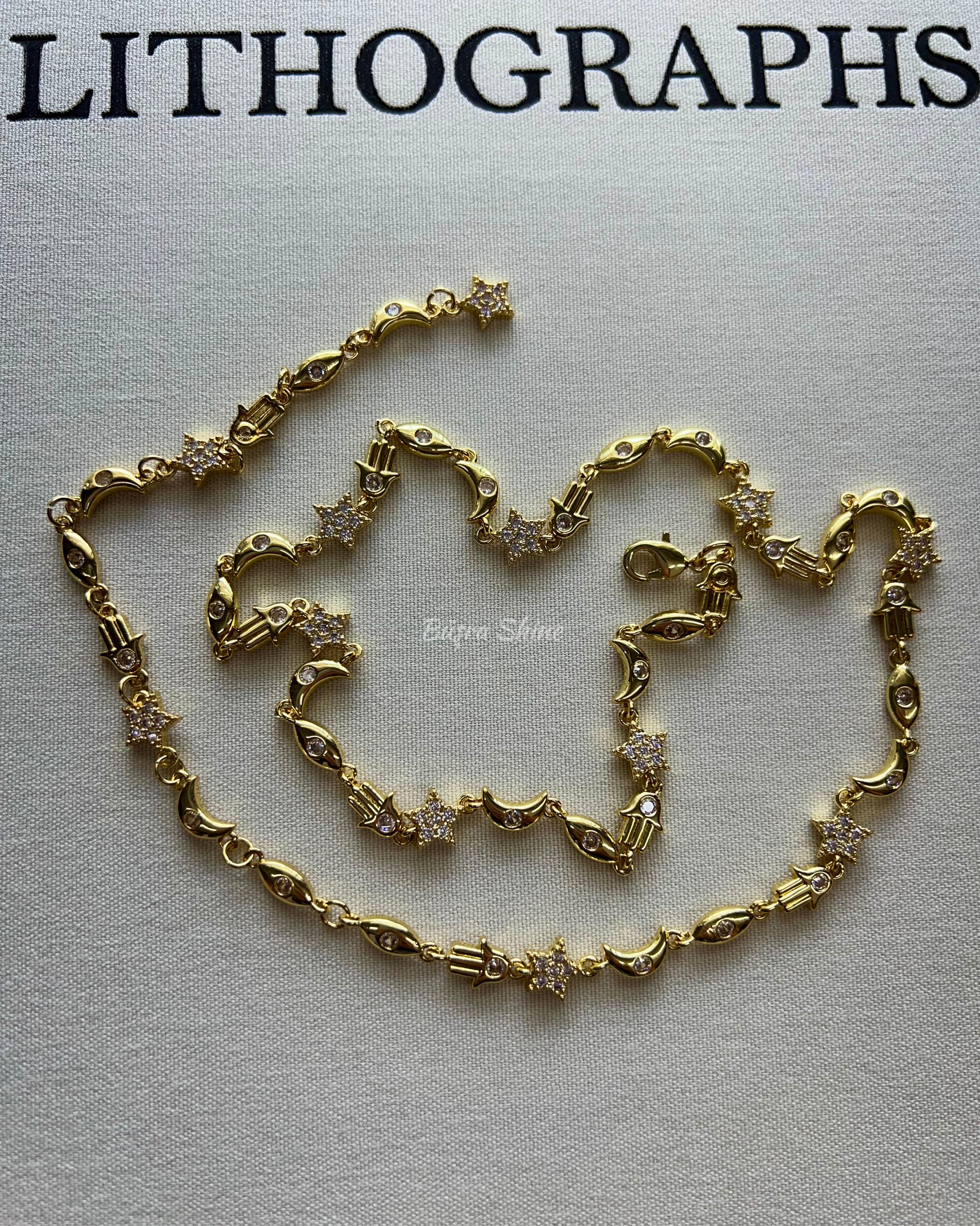 Ay Yıldız Detaylı Manifest Gold Kolye