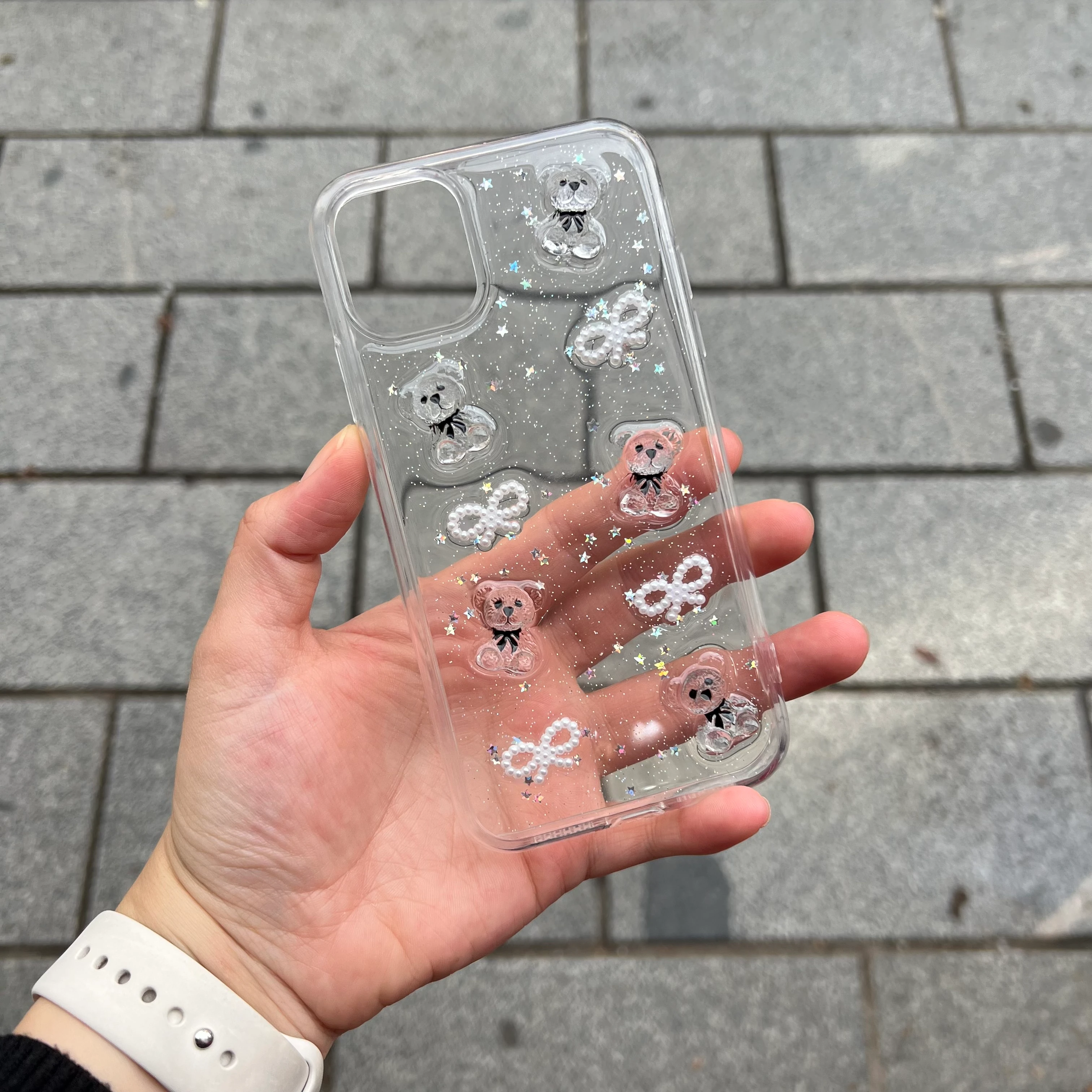 Iphone 11 Ayıcıklı Kurdeleli Kılıf