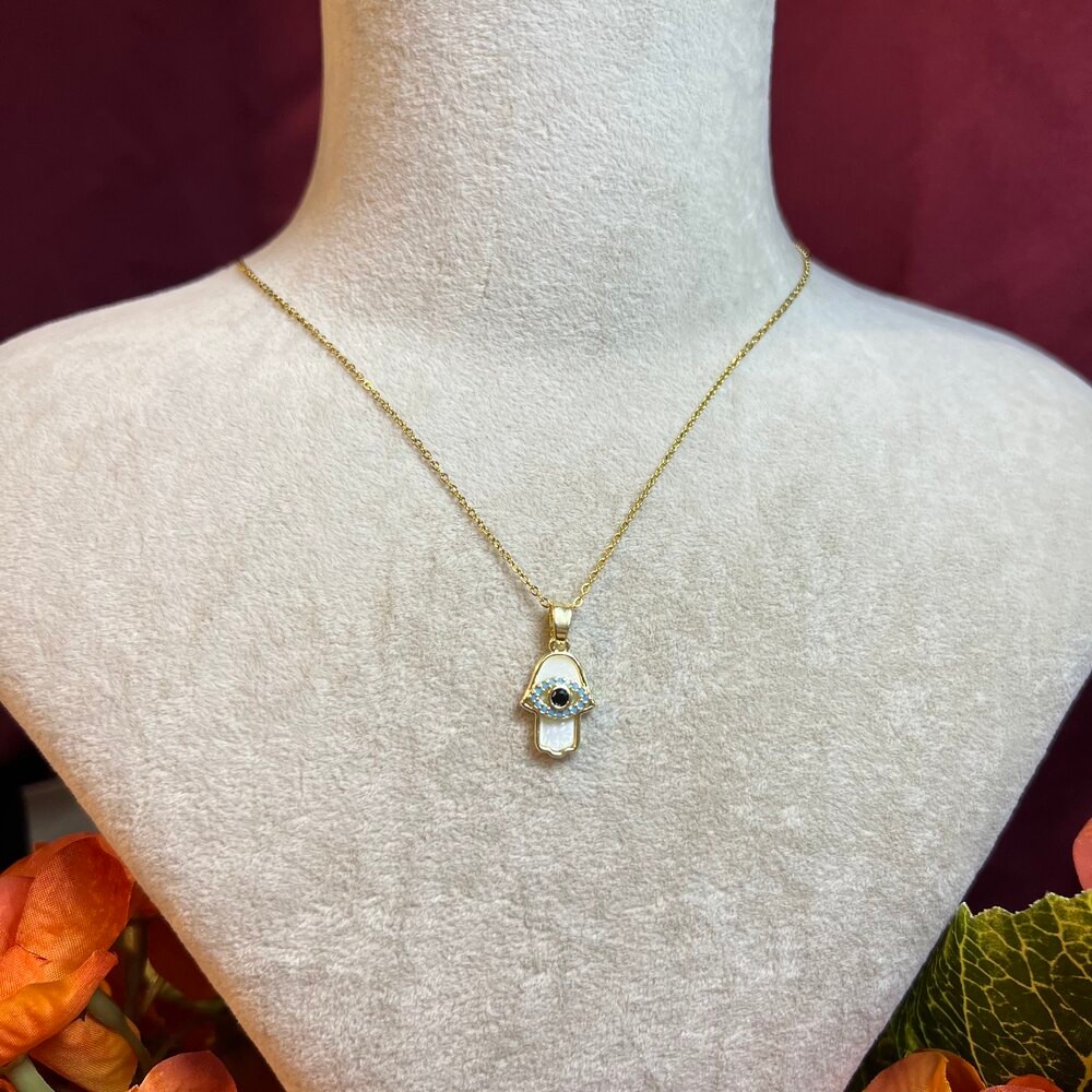 Gold Çelik Hamsa Kolye
