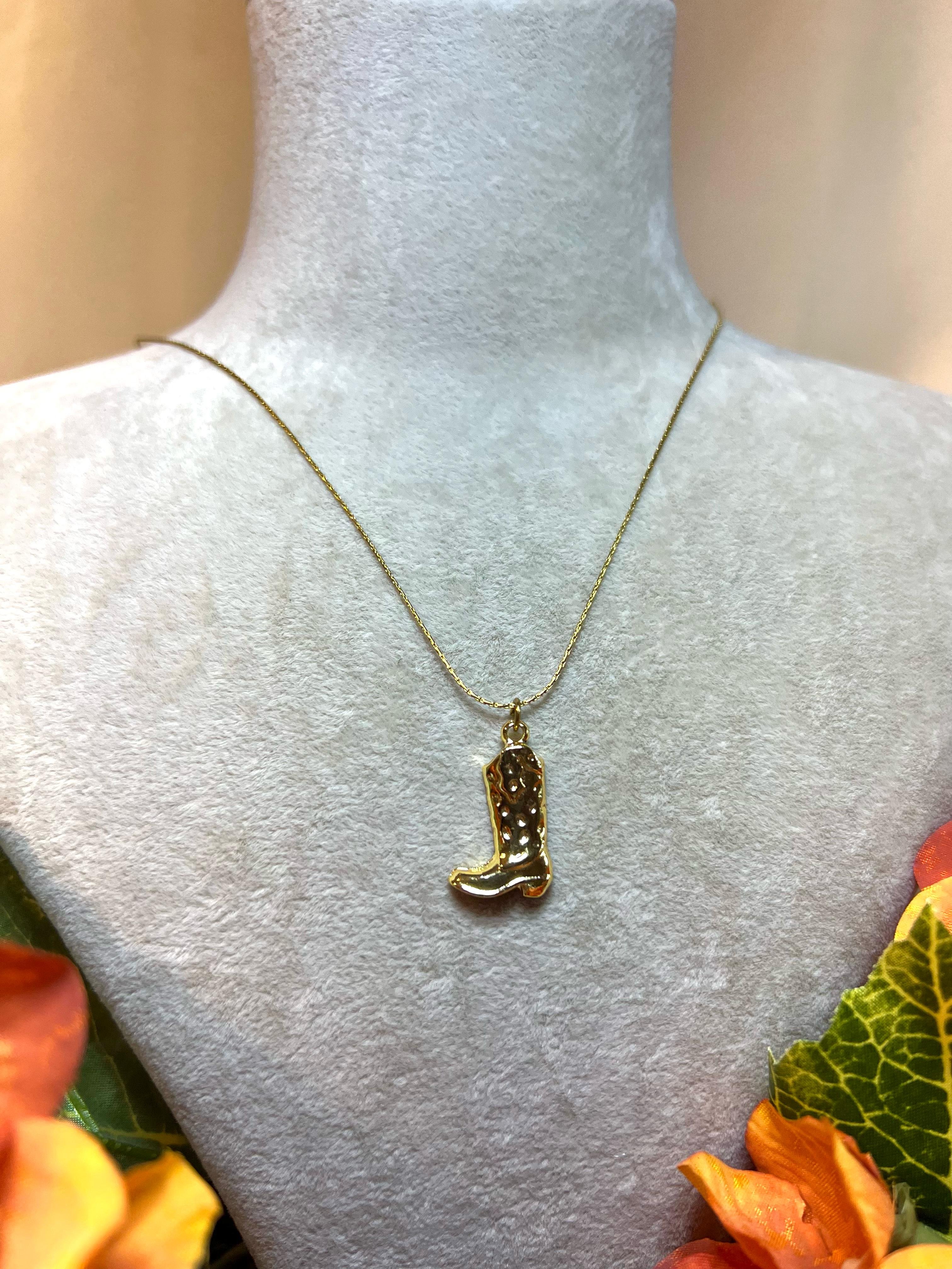 Çizme Detaylı Gold Kolye