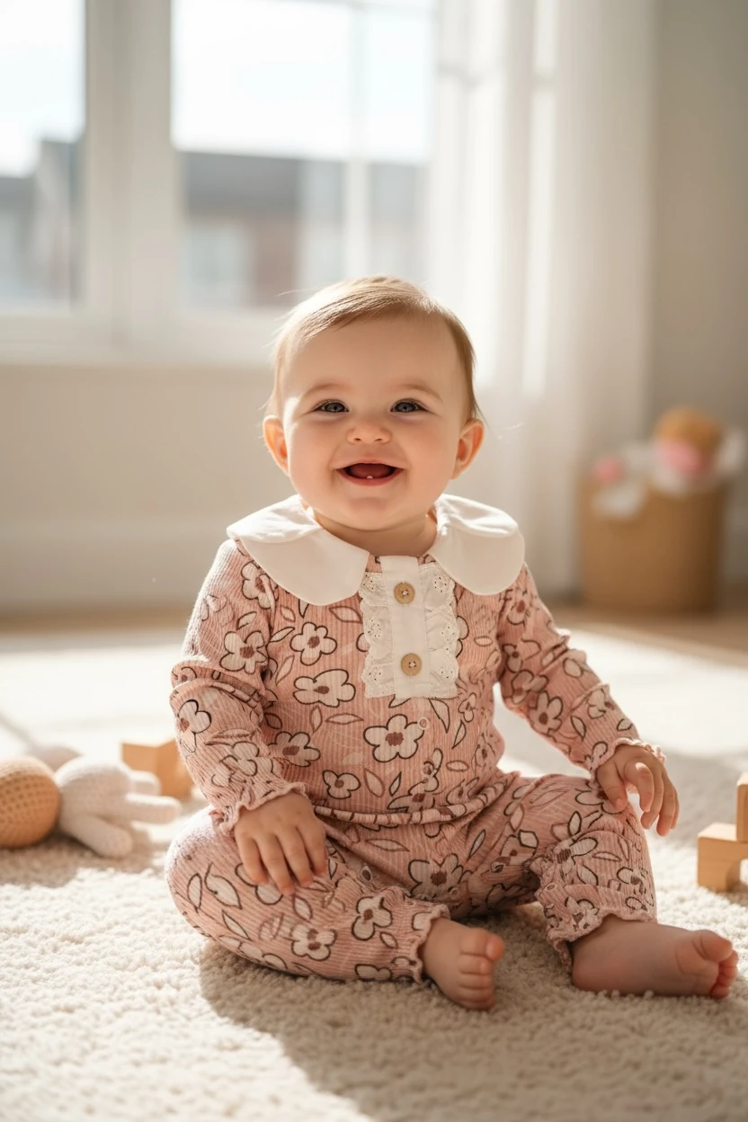 Blossom Frill Romper - Puslu Gül main variant image