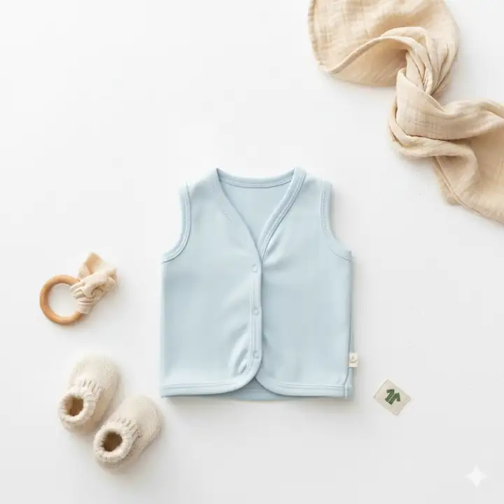 Sky Blue Organik Bebek Yeleği