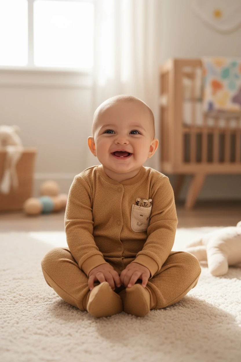 Golden Nest Romper Set 3'lü - Vanilya,Turuncu,Krem image