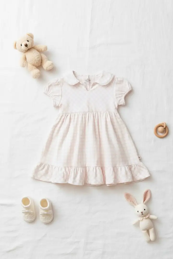 Vintage Bloom Organik Kız Bebek Elbise