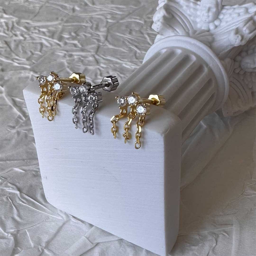 Jess Zincirli 925 Ayar Gümüş Piercing