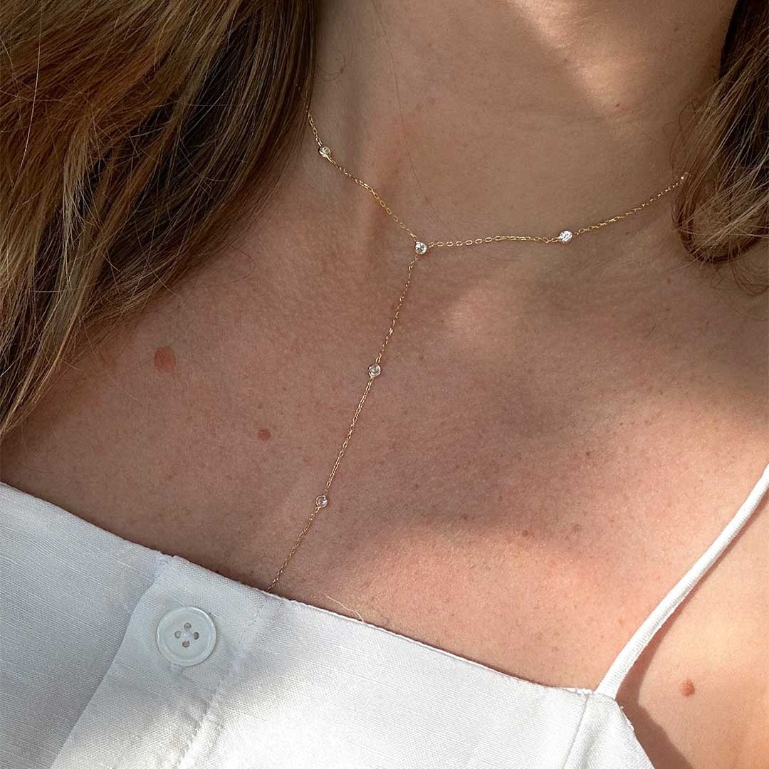 Işıltı Y Taşlı 925 Ayar Gümüş Kolye