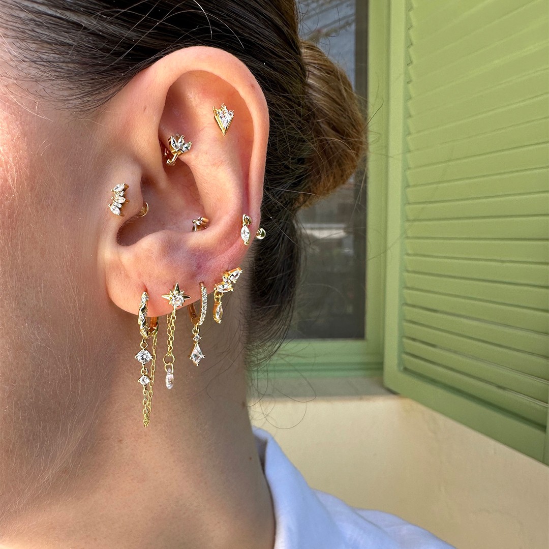Vesper Retro Charm 925 Ayar Gümüş Piercing 