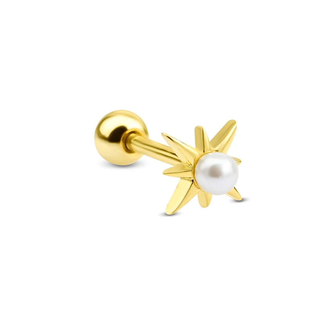 Luna Pearl Star 925 Ayar Gümüş Piercing 