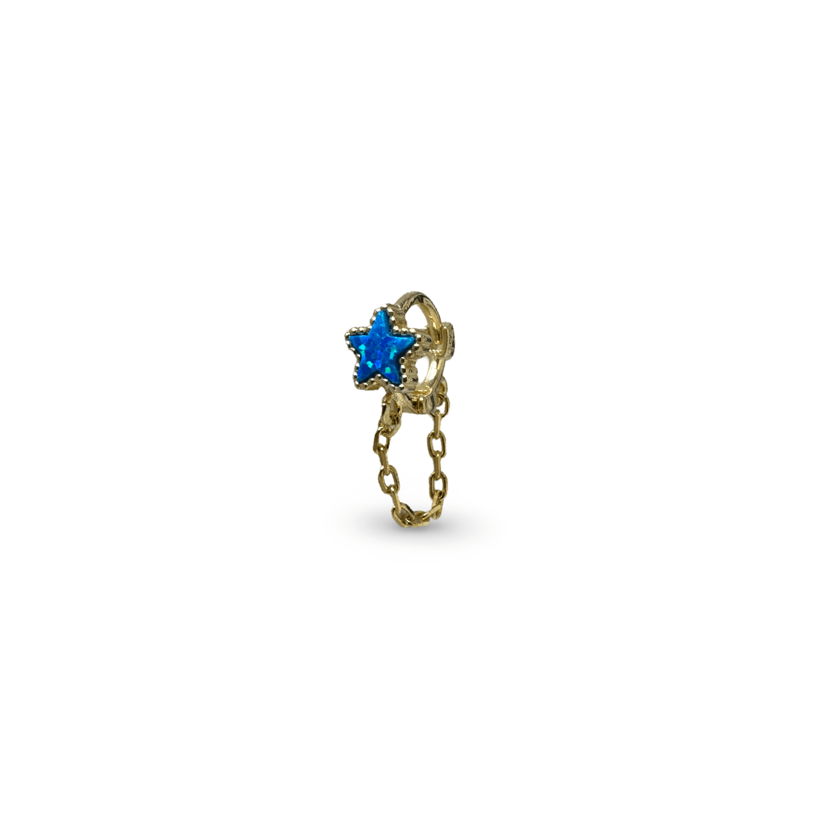 Opal Taşlı Yıldız 925 Ayar Gümüş Piercing 