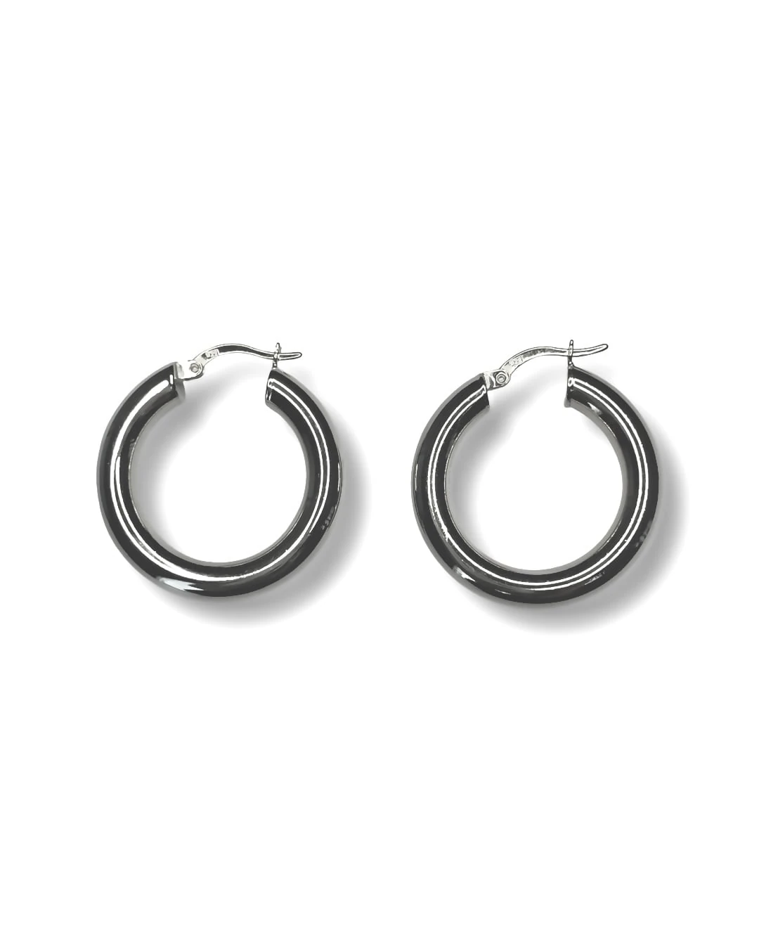 Auréline Bold 925 Ayar Gümüş Orta Boy Boru Halka Küpe 