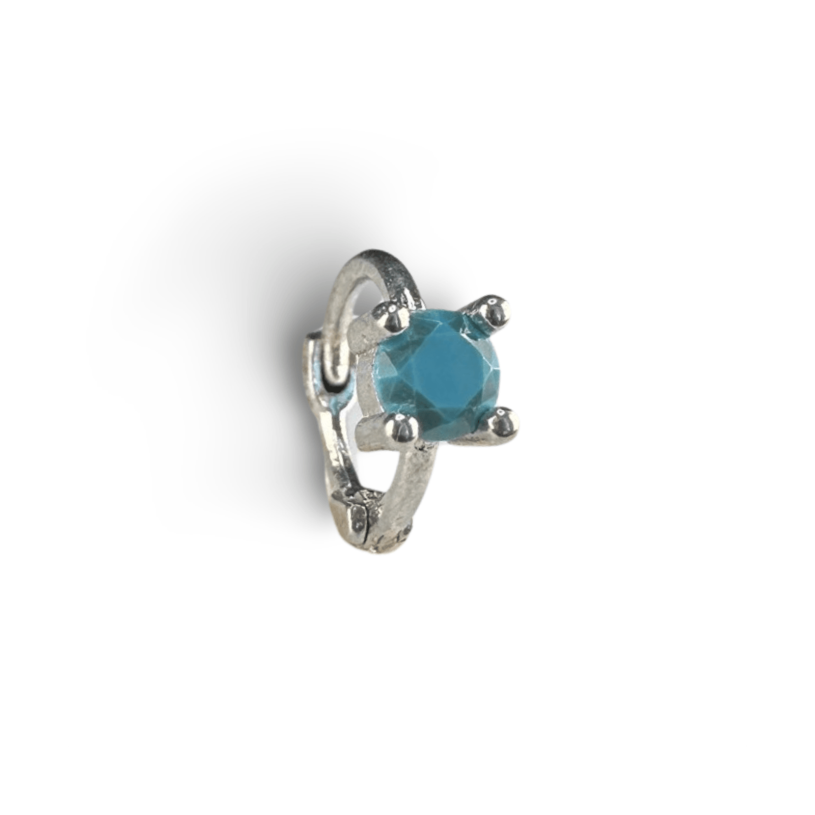 Mavi Taşlı 925 Ayar Gümüş Halka Piercing