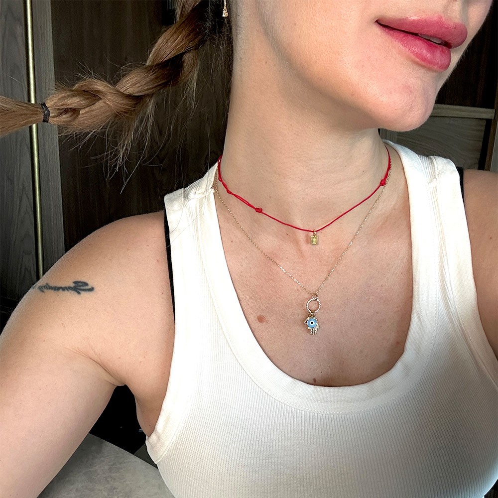 Kırmızı İp Retro Chic 925 Ayar Gümüş Kolye
