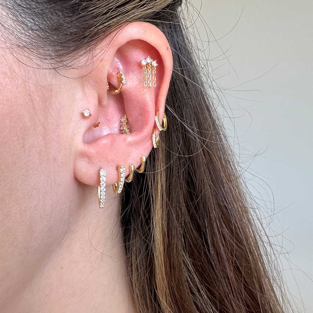 Jess Zincirli 925 Ayar Gümüş Piercing