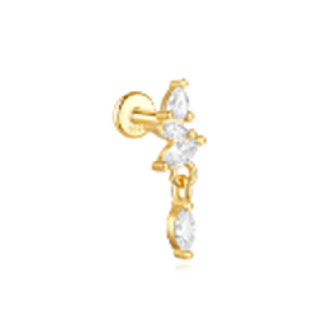 Vesper Retro Charm 925 Ayar Gümüş Piercing 