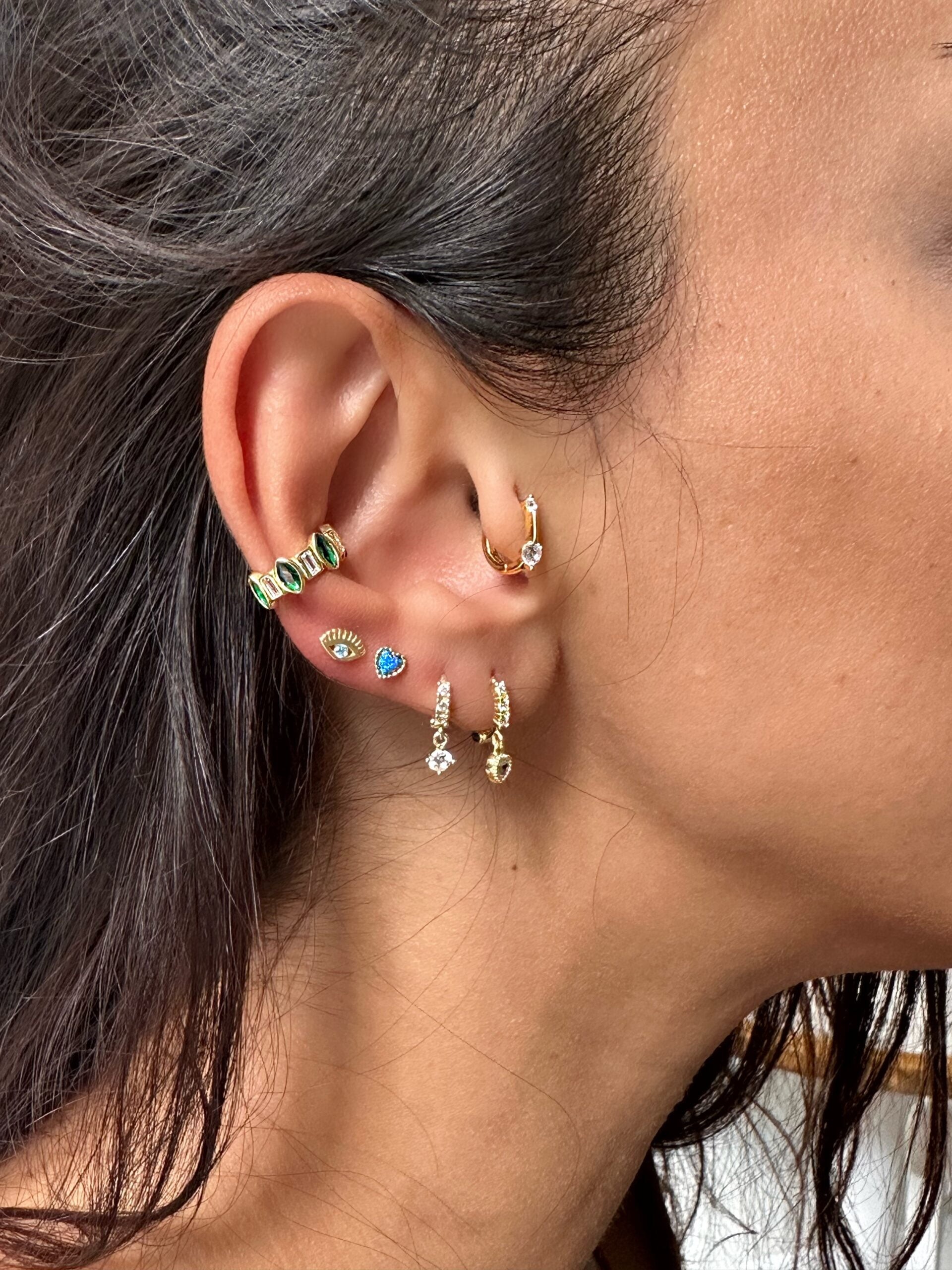 Green Stones Ear Cuff