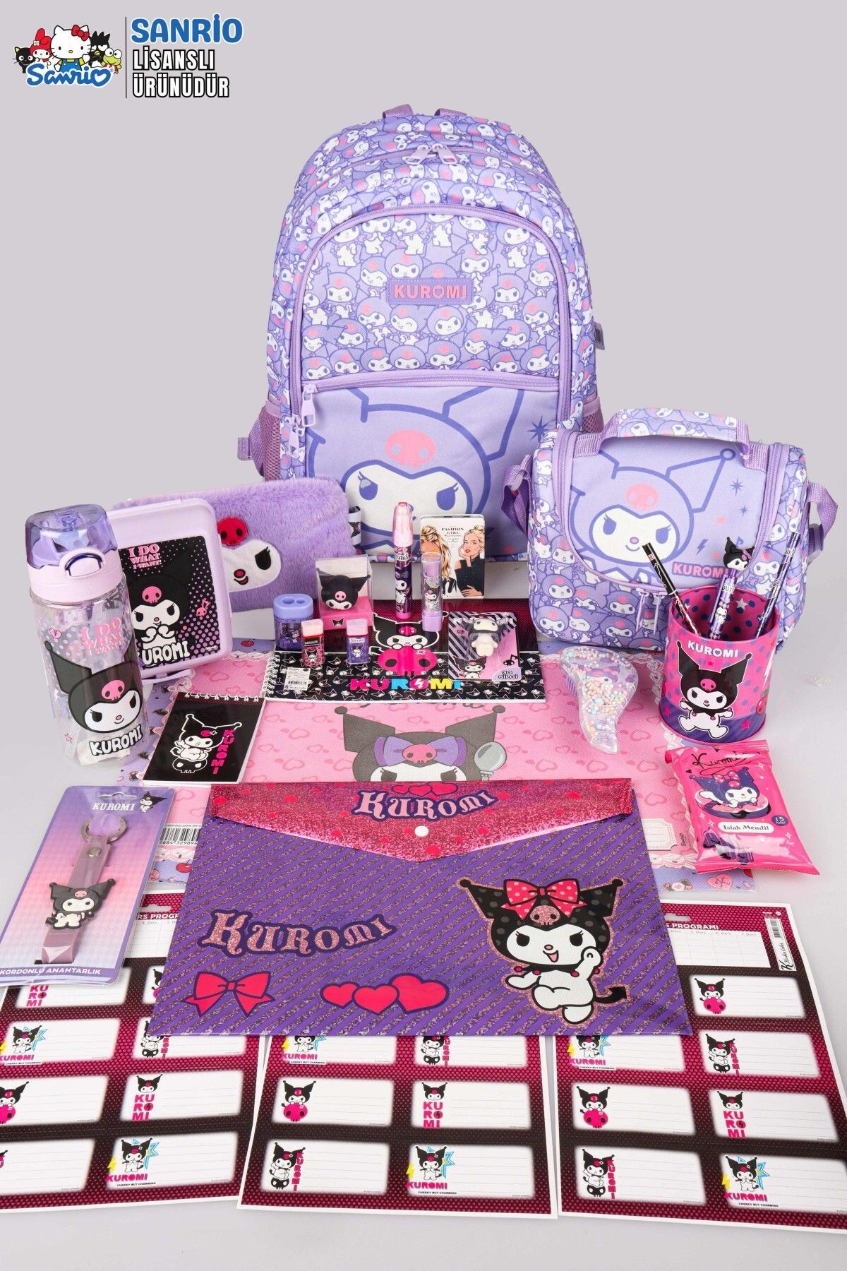 DEKOMUS İLE YENİ SEZON LİSANSLI KUROMI "MAGICAL BUDDY" OKUL,BESLENME VE KALEM ÇANTASI İLE PREMIUM FU