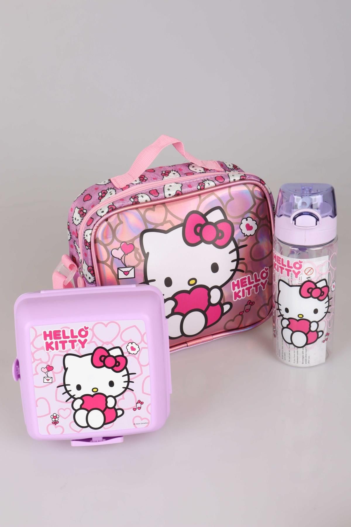 YENİ SEZON LİSANSLI HELLO KITTY'NIN PIRILTILI DÜNYASI ÖZEL KOLEKSİYON BESLENME ÇANTASI ,500 ML MATAR