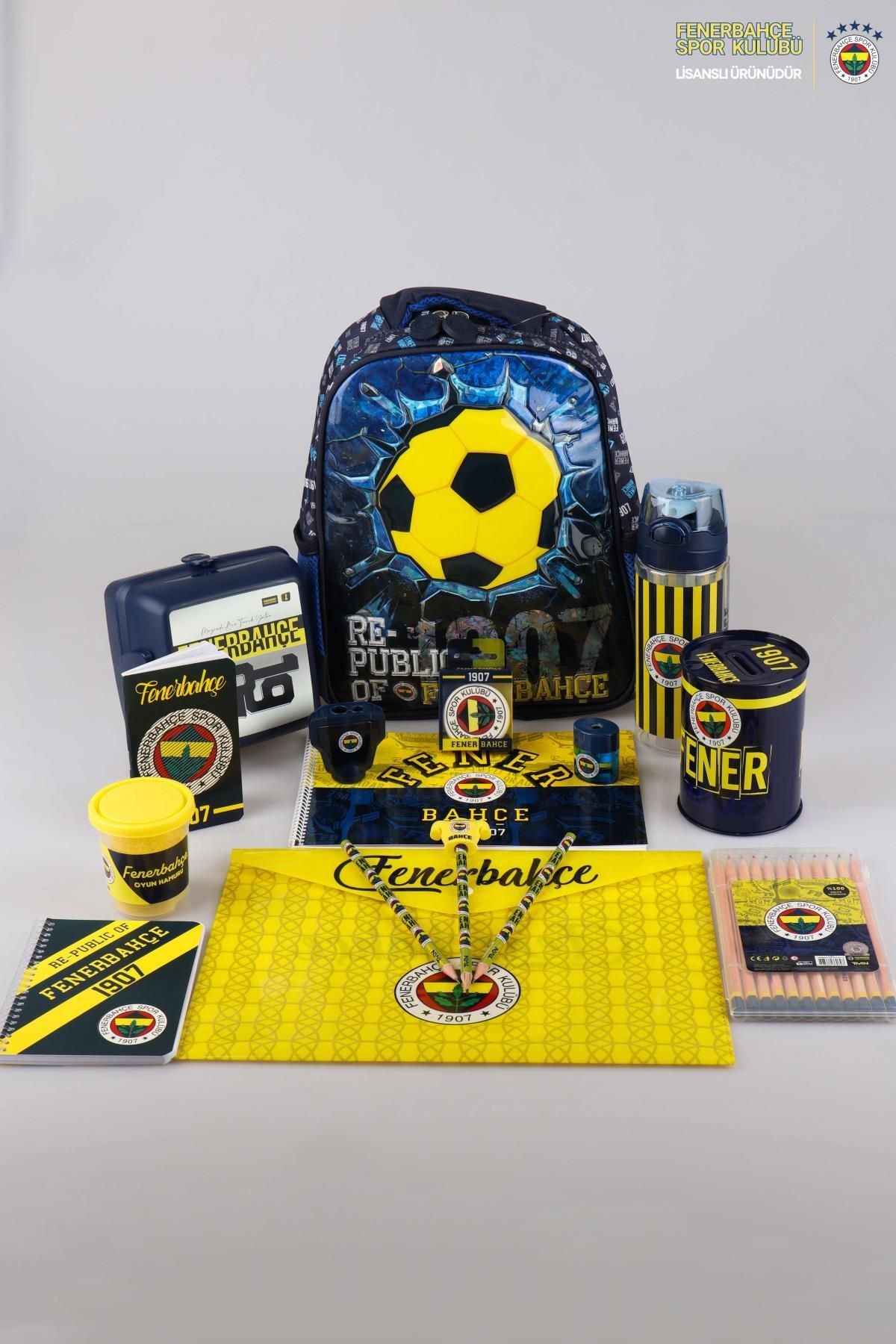 YENİ SEZON LİSANSLI FENERBAHÇE ANAOKUL ÇANTASI,BESLENME KABI,500 ML MATARA İLE FULL OKUL KIRTASİYE S