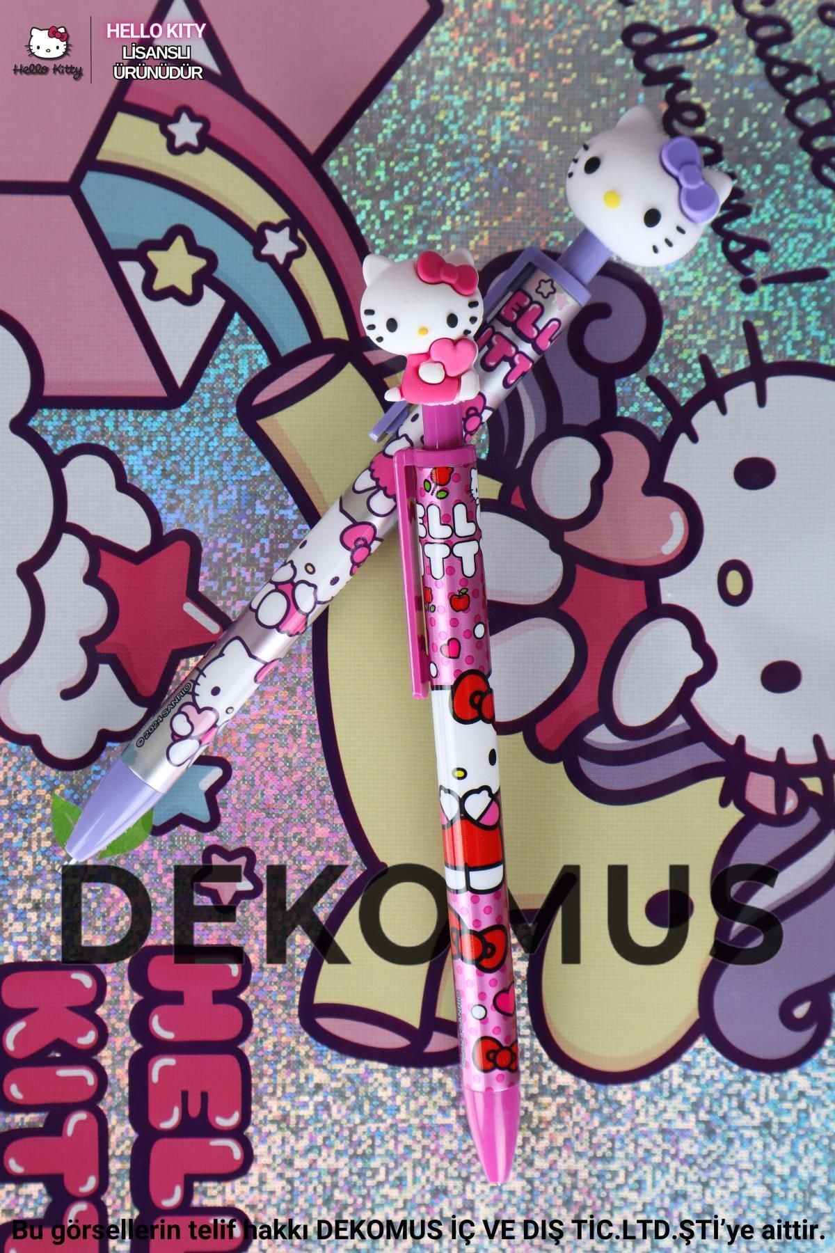 DEKOMUS İLE YENİ SEZON LİSANSLI HELLO KITTY YÜZ FİGÜRLÜ VERSATİL UÇLU KALEM 0.7 MM