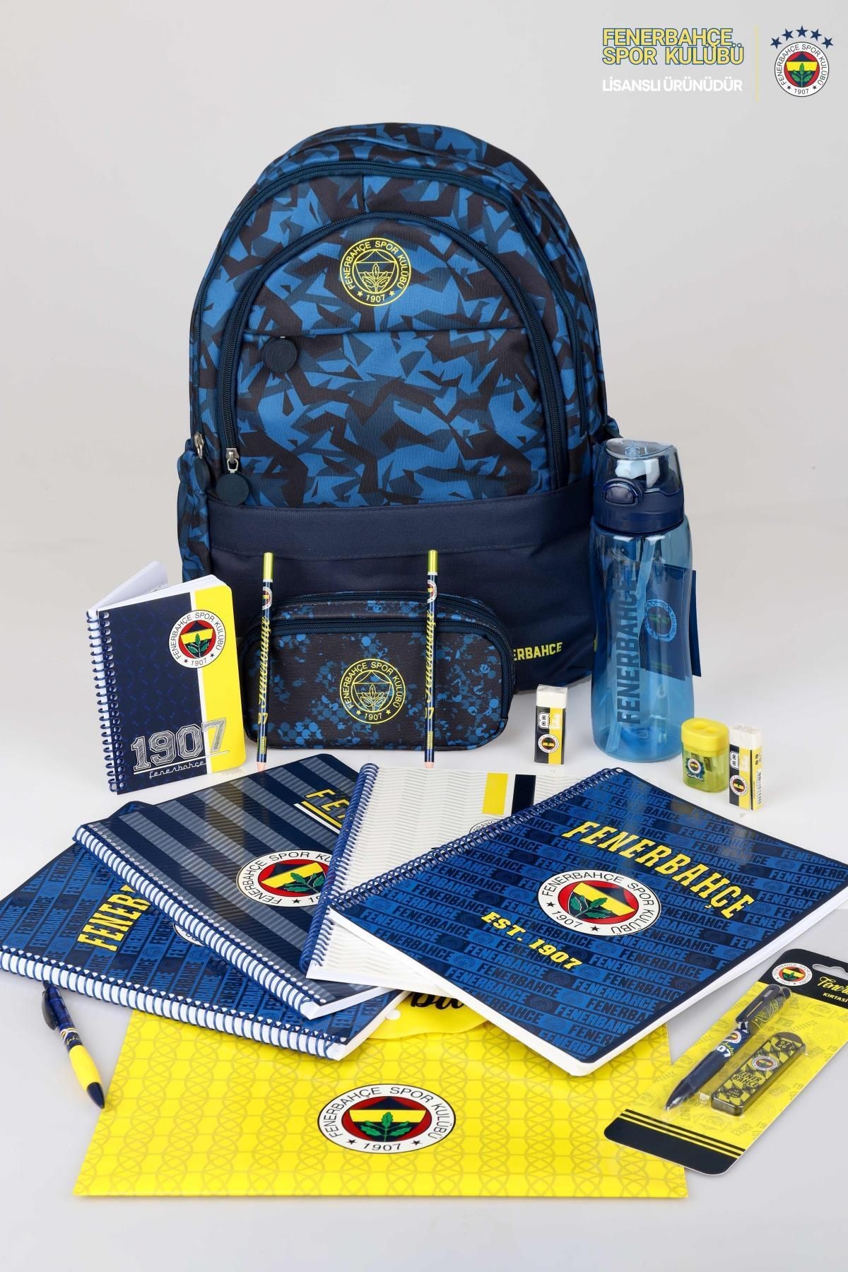 LİSANSLI FENERBAHÇE İLK VE ORTA OKUL ÇANTASI,A4 SPIRALLI 2 ADET KARELİ,2 ADET ÇİZGİLİ DEFTER,700 ML