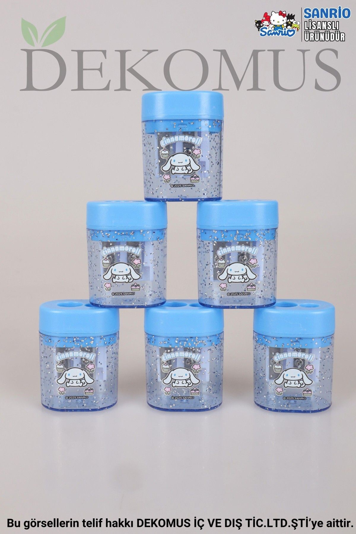 DEKOMUS İLE YENİ SEZON LİSANSLI CINNAMOROLL " 2 ADET " ÇİFT BIÇAKLI OVAL KALEMTRAŞ