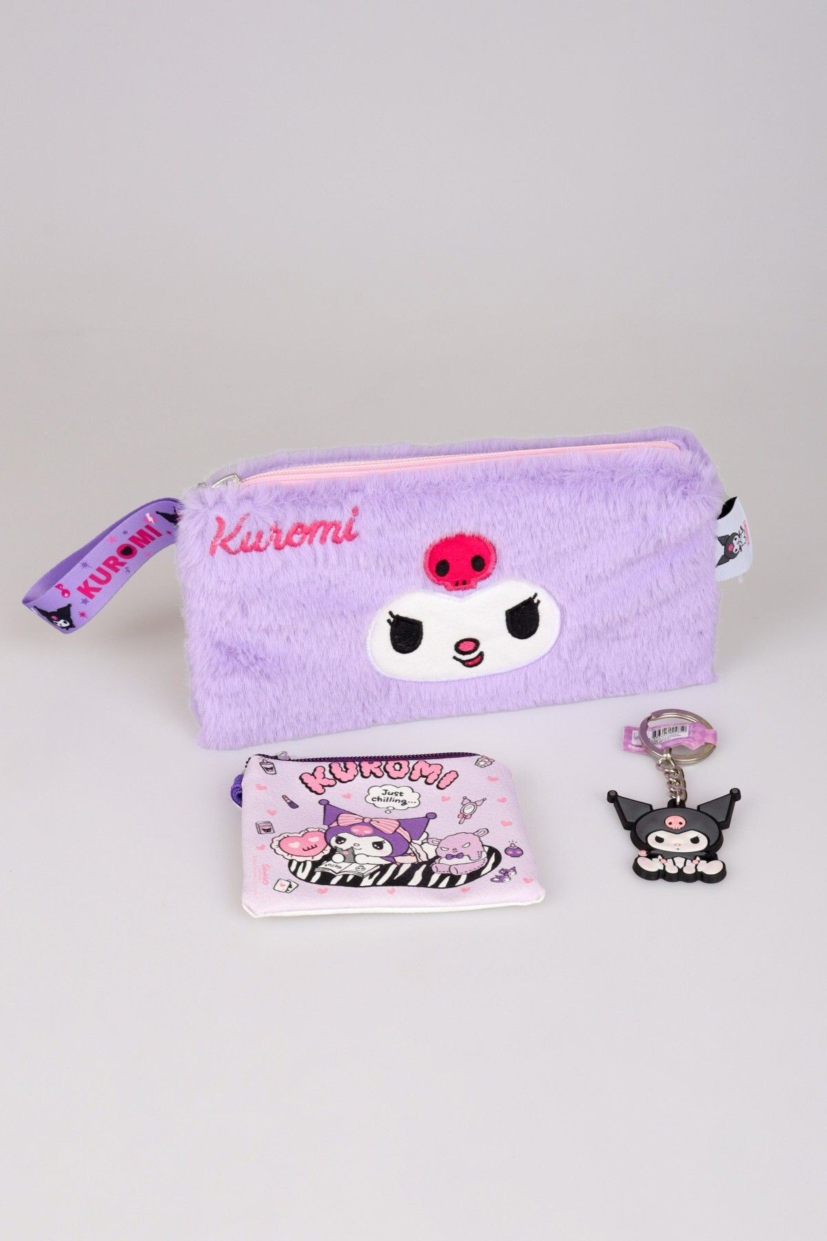 DEKOMUS İLE LİSANSLI YENİ SEZON KUROMI PELUŞ BASIC KOL ÇANTASI,EL ÇANTASI,PARA ÇANTASI,AYNALI SAÇ FI