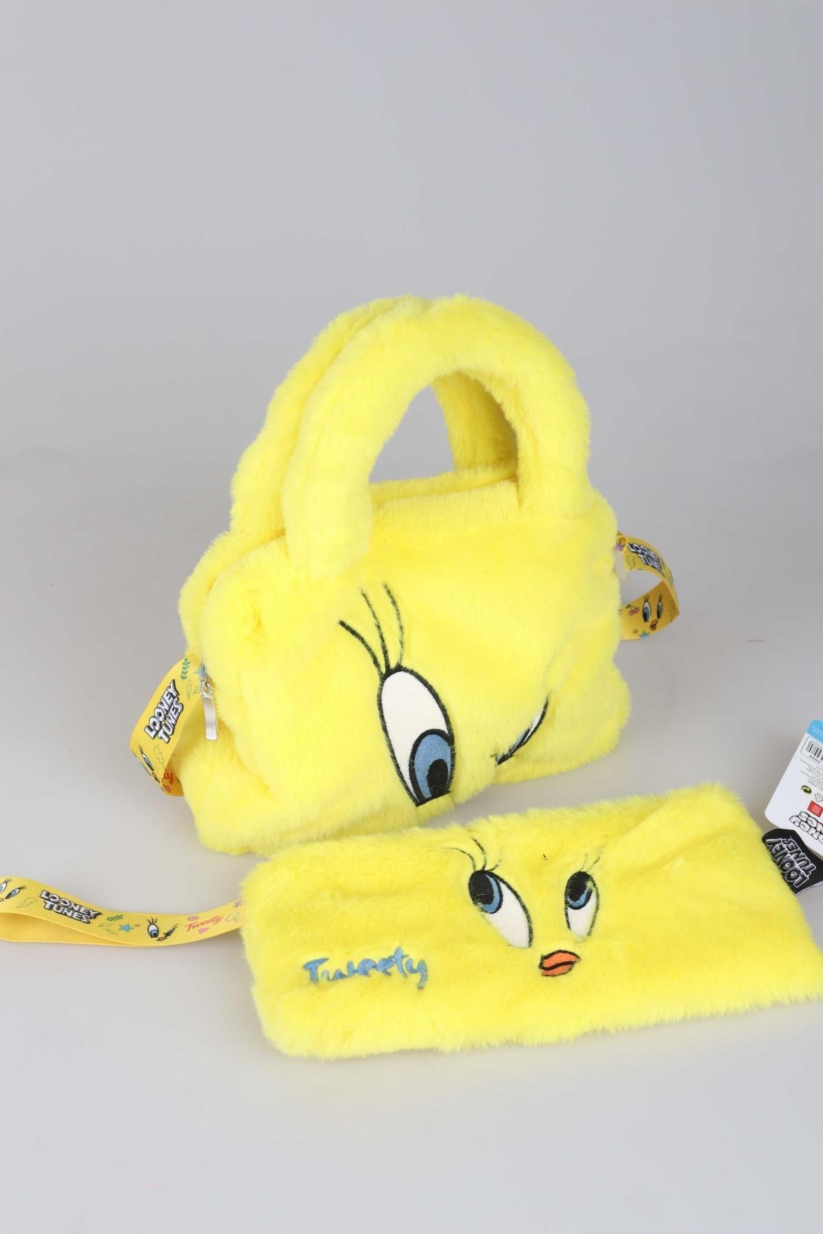 DEKOMUS İLE LİSANSLI YENİ SEZON TWEETY PELUŞ BASIC EL ÇANTASI VE OMUZ ÇANTASI 2'LİSİ