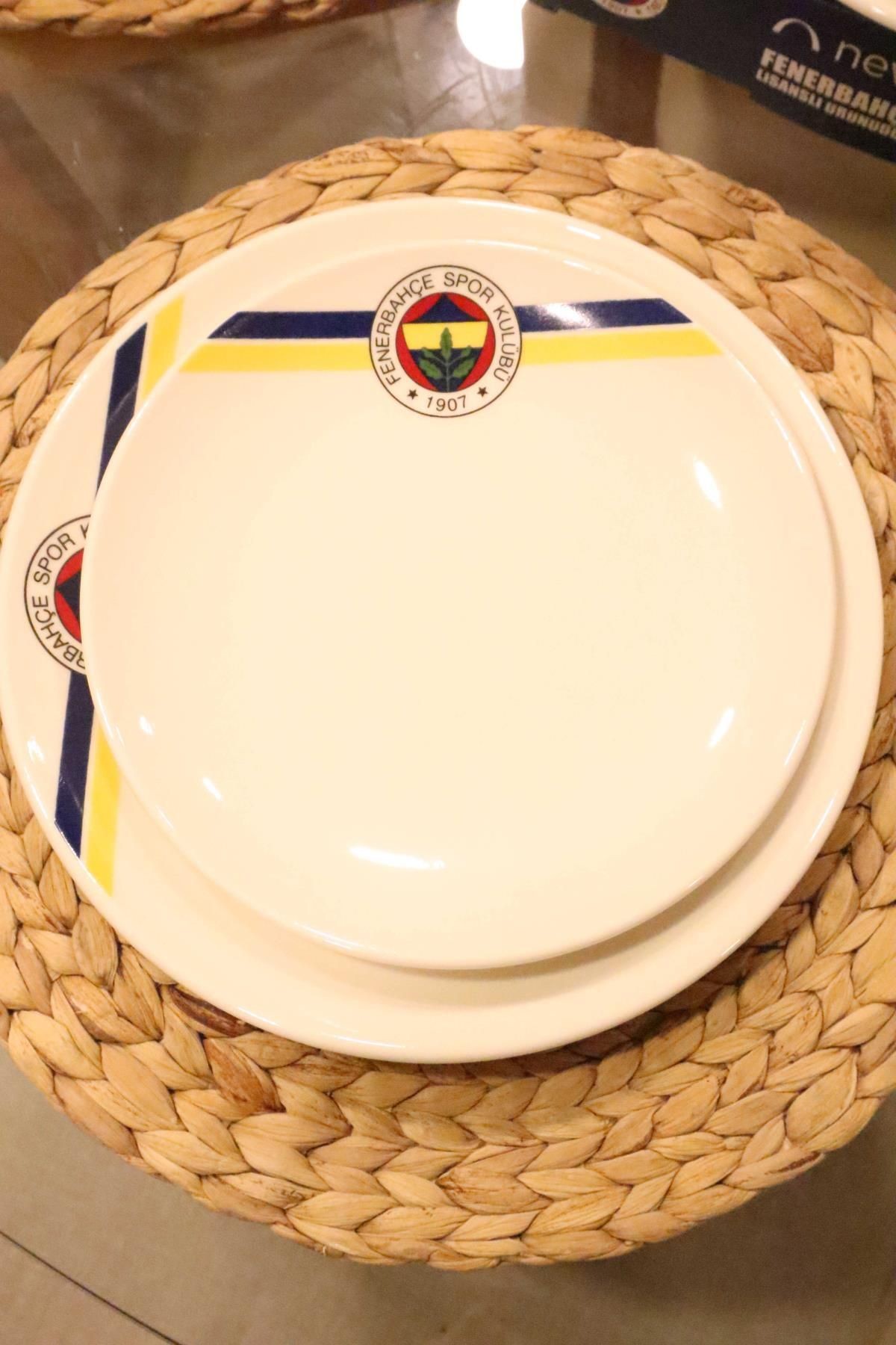 DEKOMUS İLE LİSANSLI FENERBAHÇE 6 KİŞİLİK 12 PARÇA PORSELEN PASTA VE SERVİS TABAĞI YEMEK TAKIMI SETİ