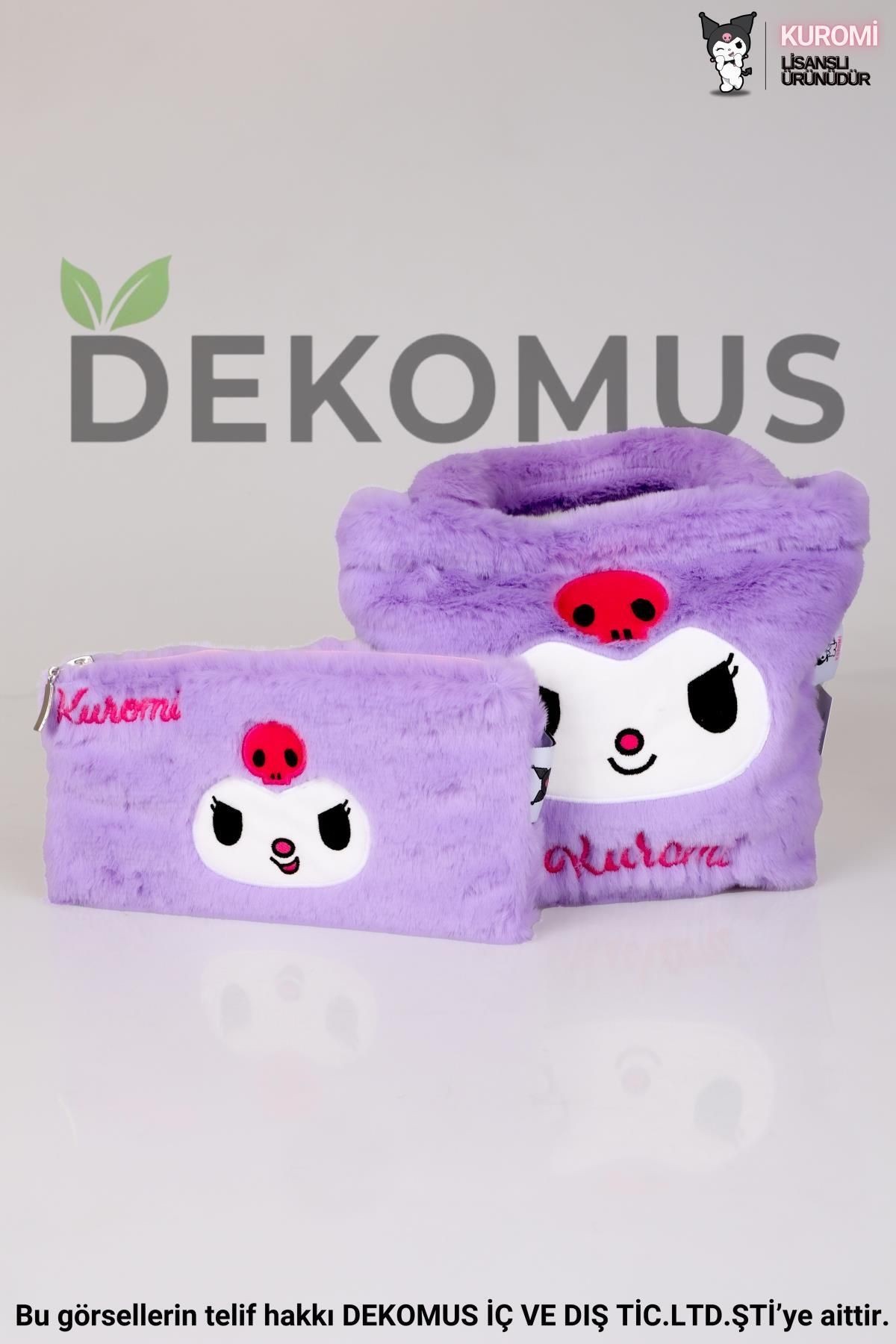 DEKOMUS İLE LİSANSLI YENİ SEZON KUROMI PELUŞ BASIC EL ÇANTASI VE KOL ÇANTASI 2'LİSİ