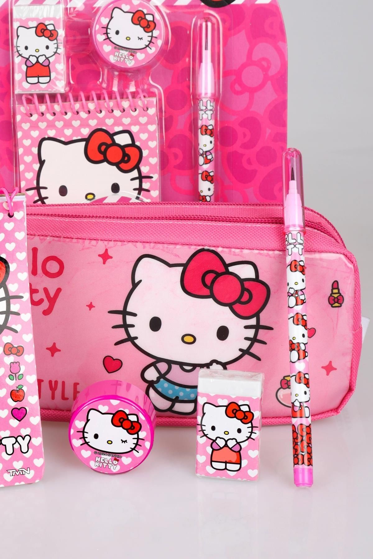 YENİ SEZON LİSANSLI HELLO KITTY KALEM ÇANTASI,NOT DEFTERİ,KALEMTRAŞ,GEÇMELİ KURŞUN KALEM VE SİLGİ SE