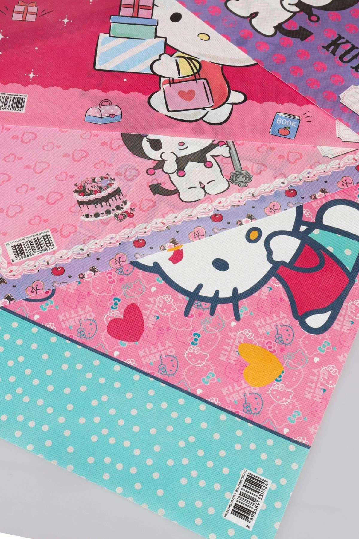 YENİ SEZON LİSANSLI " BEST FRIENDS " KUROMI VE HELLO KITTY 4'LÜ BESLENME ÖRTÜSÜ