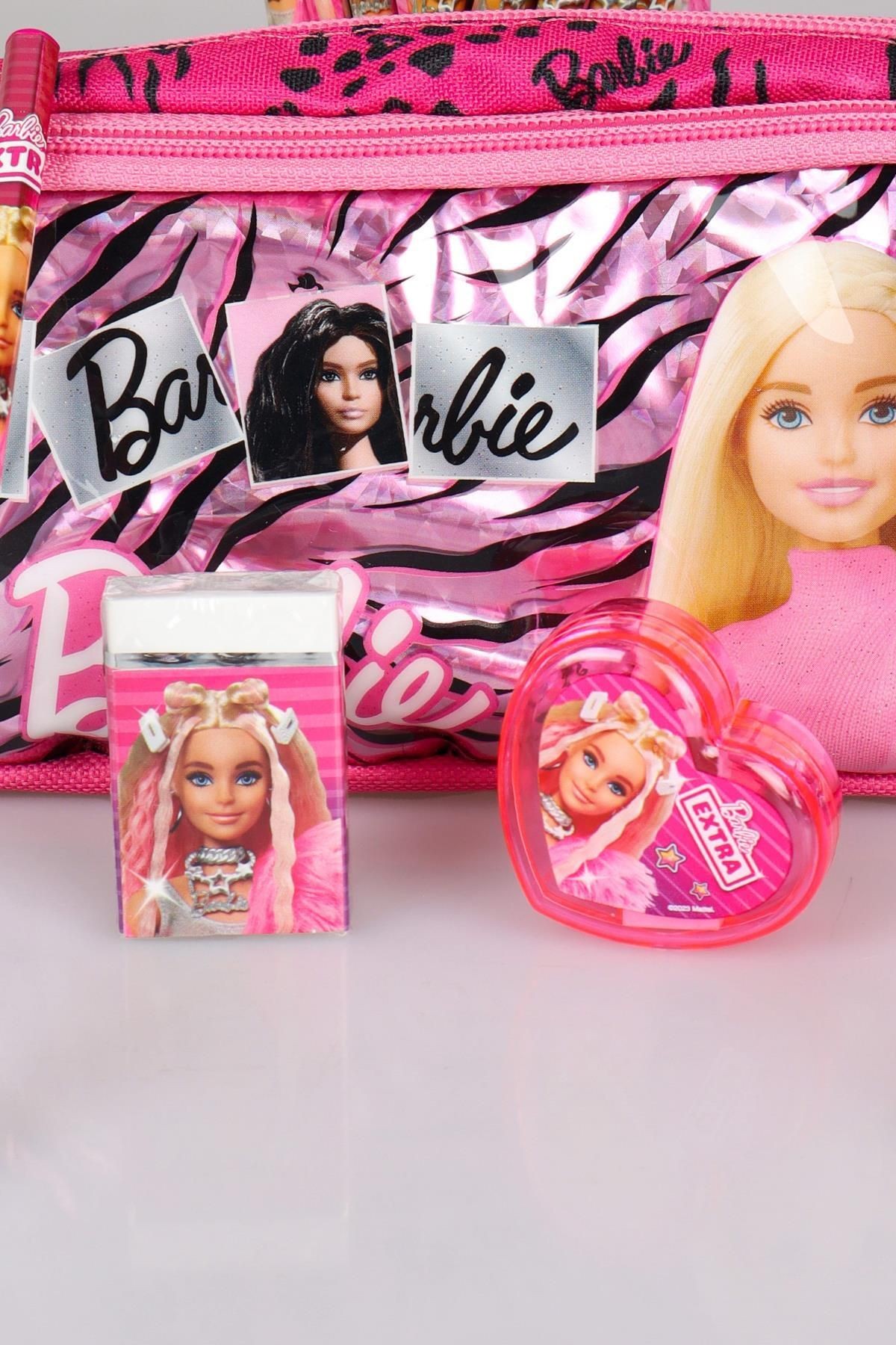 LİSANSLI BARBIE "PINK LOVE" SETİ KALEM ÇANTASI,KALPLİ KALEMTRAŞ,2 ADET KURŞUN KALEM VE SİLGİ SETİ