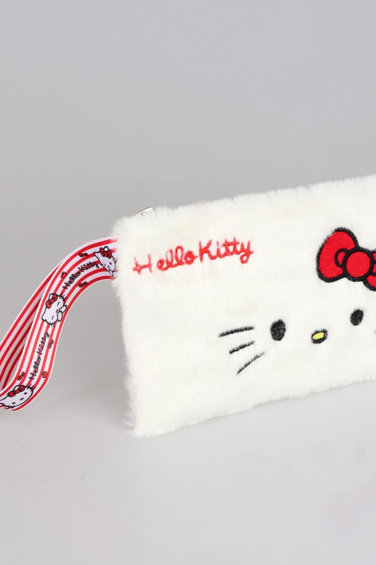 DEKOMUS İLE YENİ SEZON LİSANSLI HELLO KITTY BASIC PELUŞ EL ÇANTASI/MAKYAJ ÇANTASI/KALEM ÇANTASI