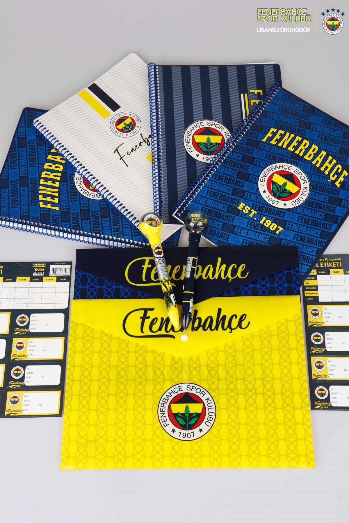 LİSANSLI FENERBAHÇE A4 SPIRALLI 2 ADET KARELİ,2 ADET ÇİZGİLİ DEFTER,TOP BAŞLIKLI UÇLU KALEM,16'LI OK