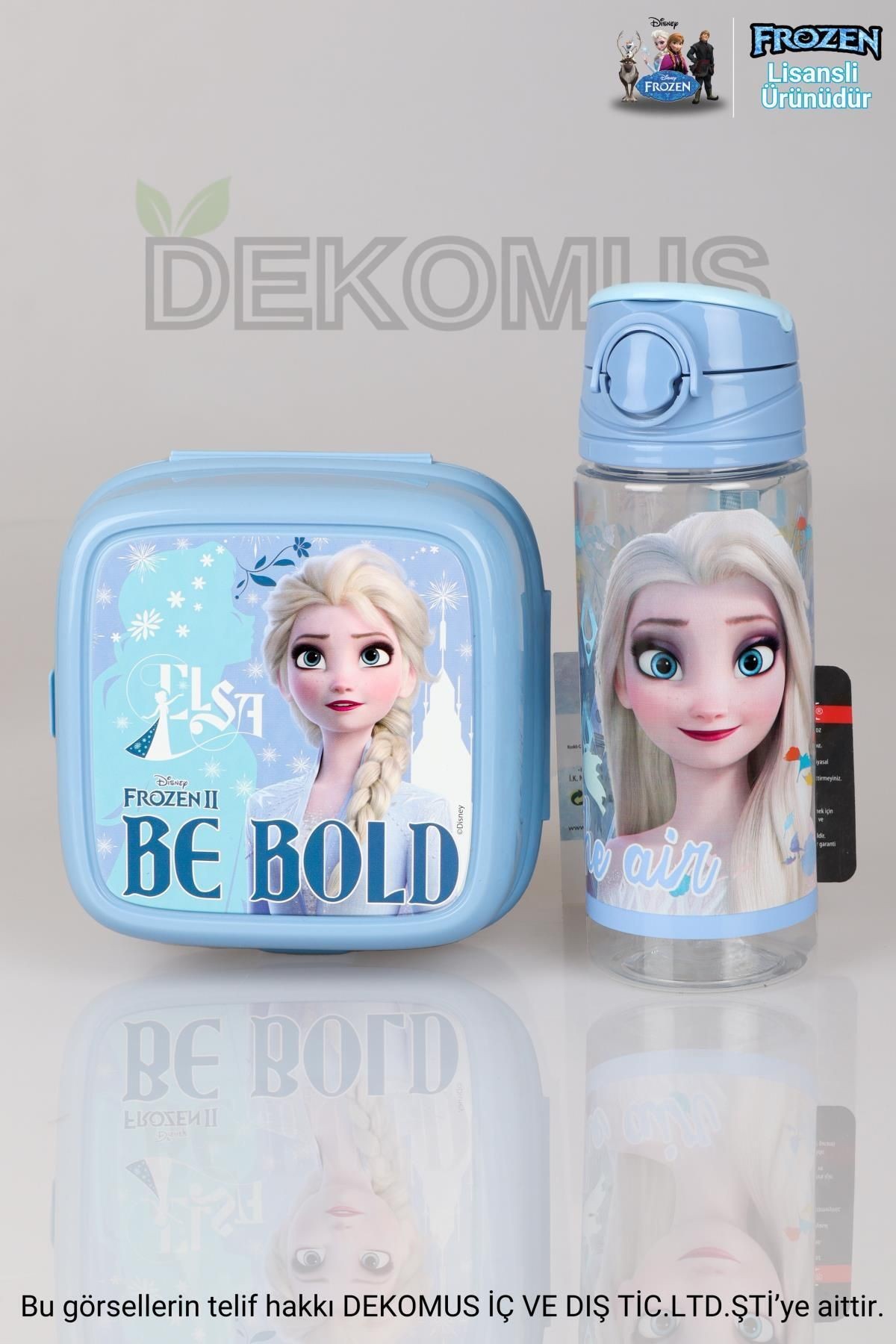 Lisanslı "mavi Karlar Ülkesi Elsa Frozen Koleksiyonu "beslenme Kabı Ve 500 ml Trıtan Matara