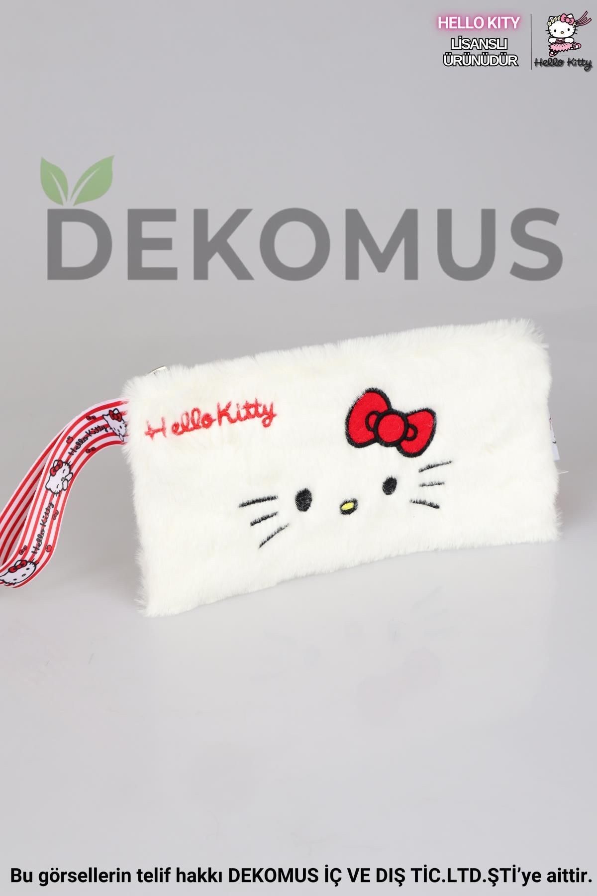 DEKOMUS İLE YENİ SEZON LİSANSLI HELLO KITTY BASIC PELUŞ EL ÇANTASI/MAKYAJ ÇANTASI/KALEM ÇANTASI