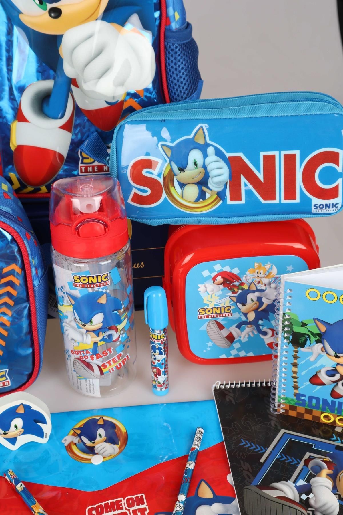 YENİ SEZON LİSANSLI SONIC FULL+FULL KIRTASİYE SETİ "OKUL ÇANTASI, BESLENME ÇANTASI VE KALEM ÇANTASI,