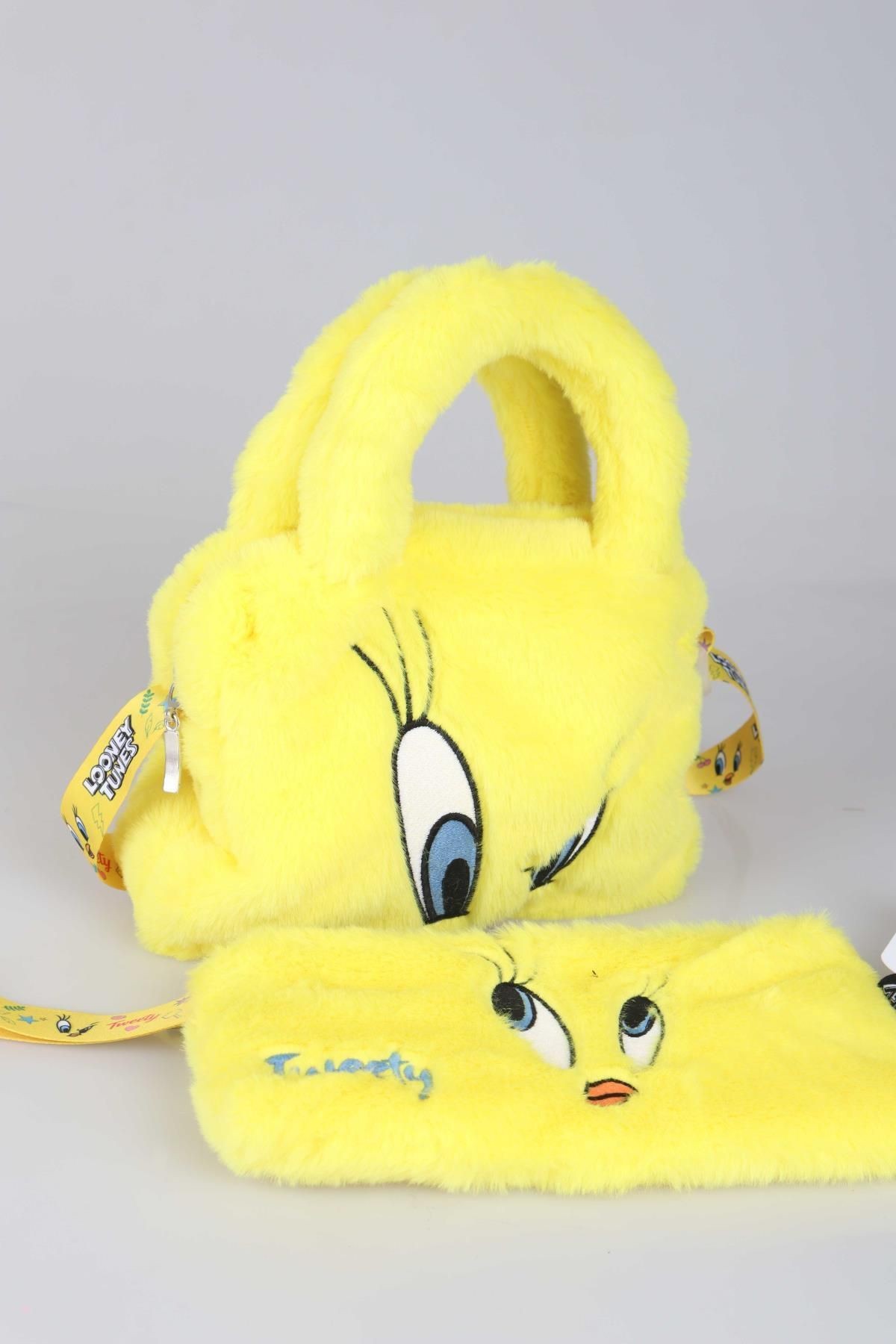 DEKOMUS İLE LİSANSLI YENİ SEZON TWEETY PELUŞ BASIC EL ÇANTASI VE OMUZ ÇANTASI 2'LİSİ