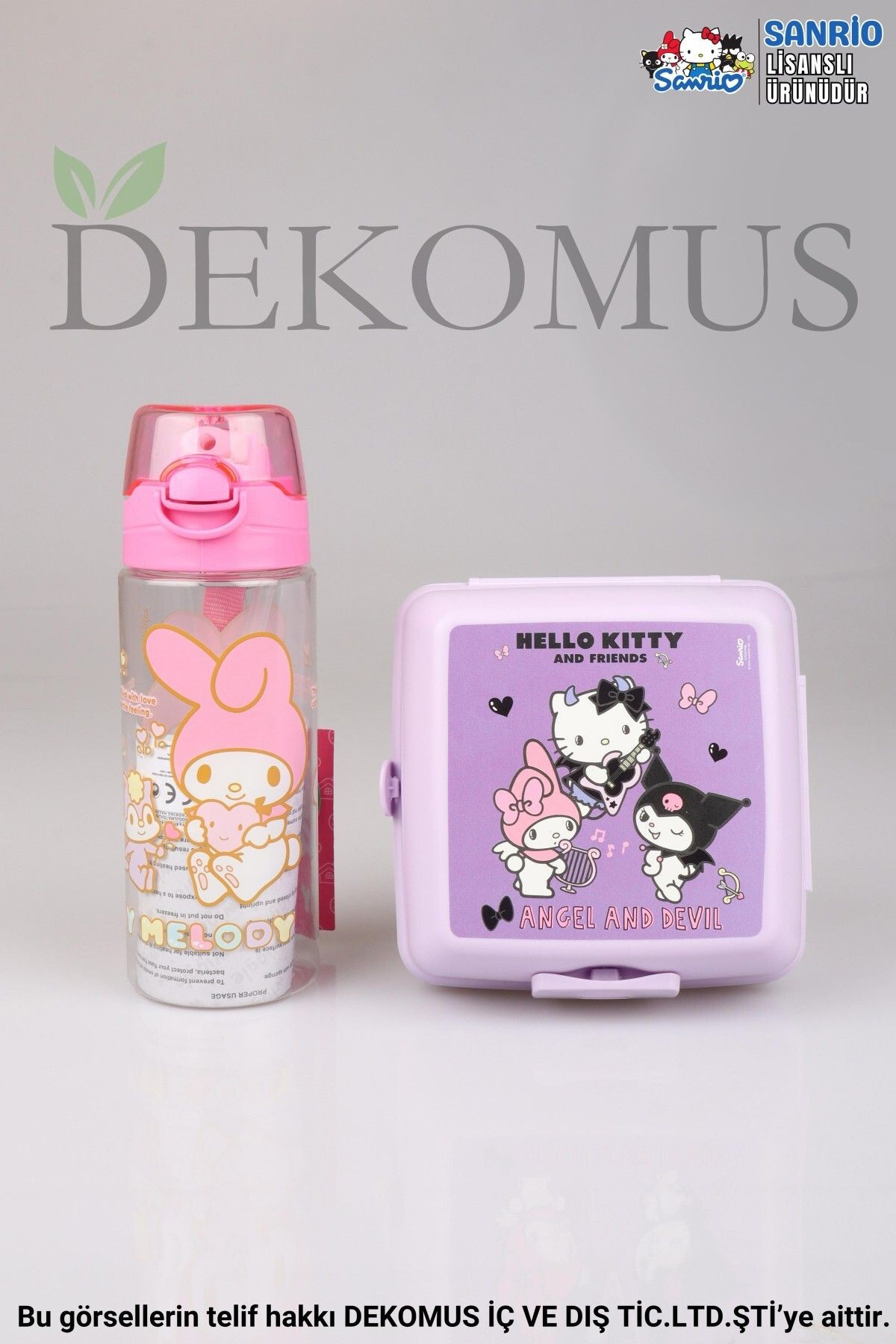 DEKOMUS İLE YENİ SEZON LİSANSLI MY MELODY&BEST FRIENDS HELLO KITTY,KUROMI 500 ML MATARA VE 2 KATLI B