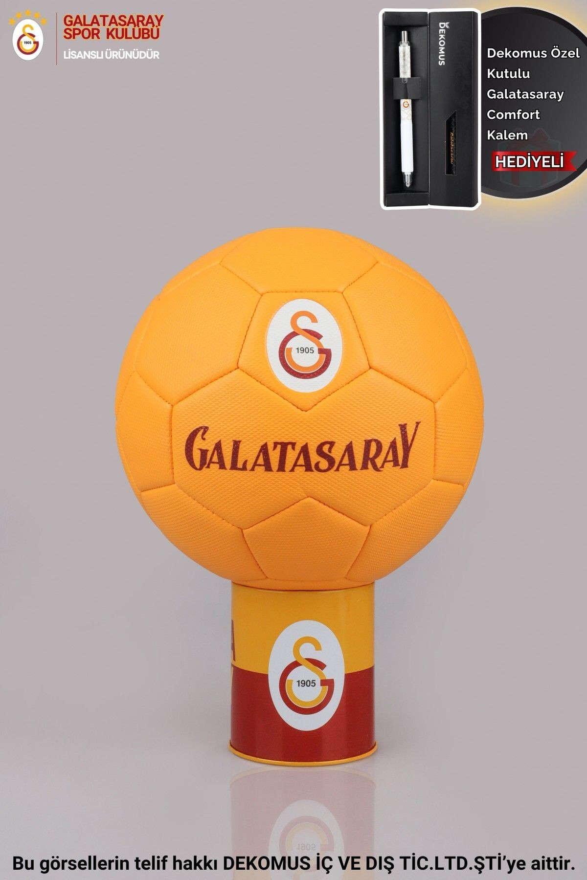 DEKOMUS İLE LİSANSLI GALATASARAY PREMIUM FUTBOL TOPU NO:5 "ÖZEL KUTULU COMFORT KALEM HEDİYELİ"