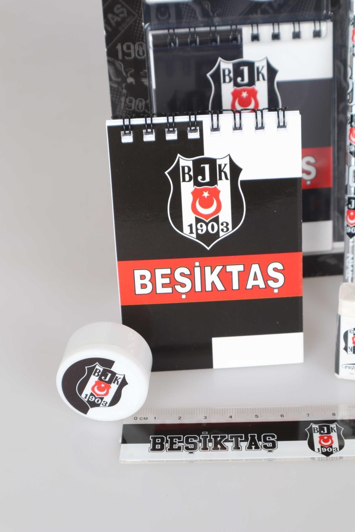 YENİ SEZON LİSANSLI BEŞİKTAŞ 6'LI KIRTASİYE SETİ NOT DEFTERİ,CETVEL,FORMA TASARIM SİLGİ,KALEMTRAŞ,2