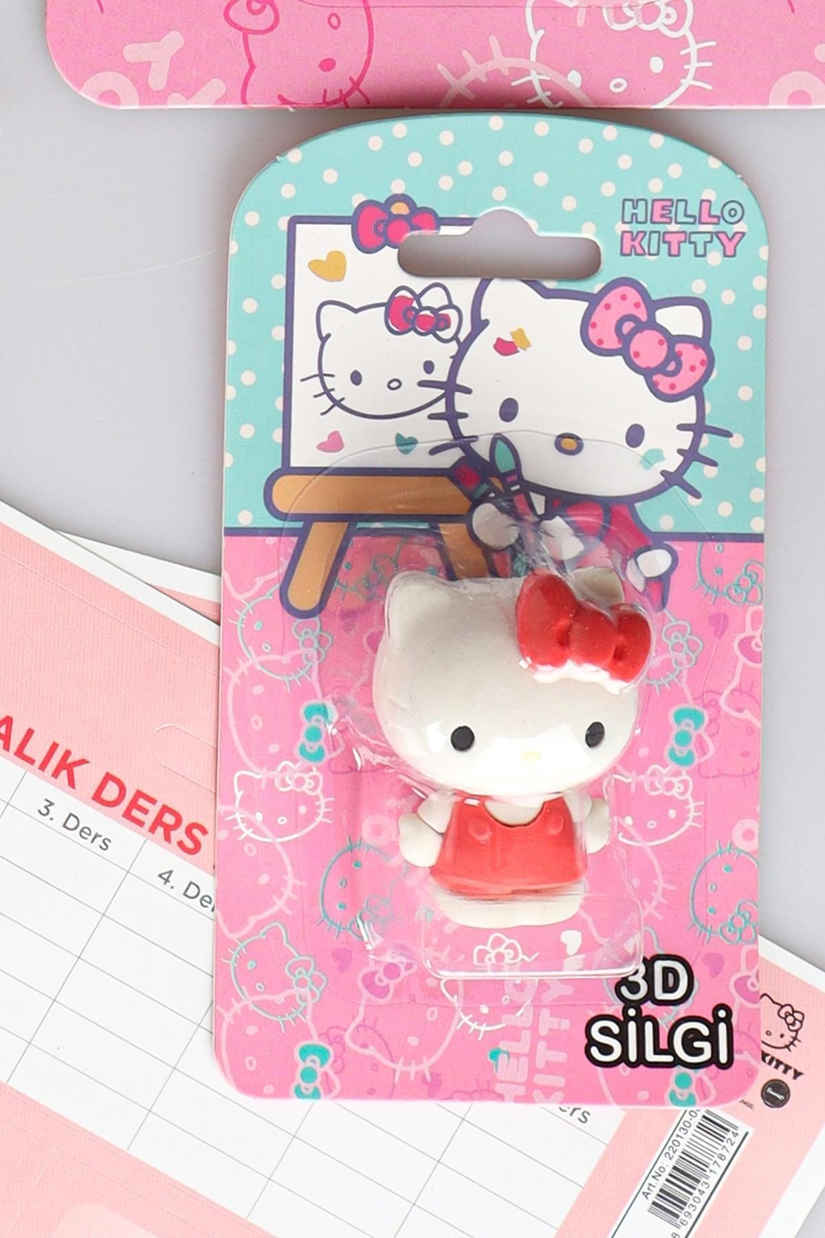 DEKOMUS İLE LİSANSLI HELLO KITTY 16 PARÇA KIRTASİYE SETİ SİLGİ TEPELİ GEÇMELİ KALEM,VERSATİL UÇLU KA