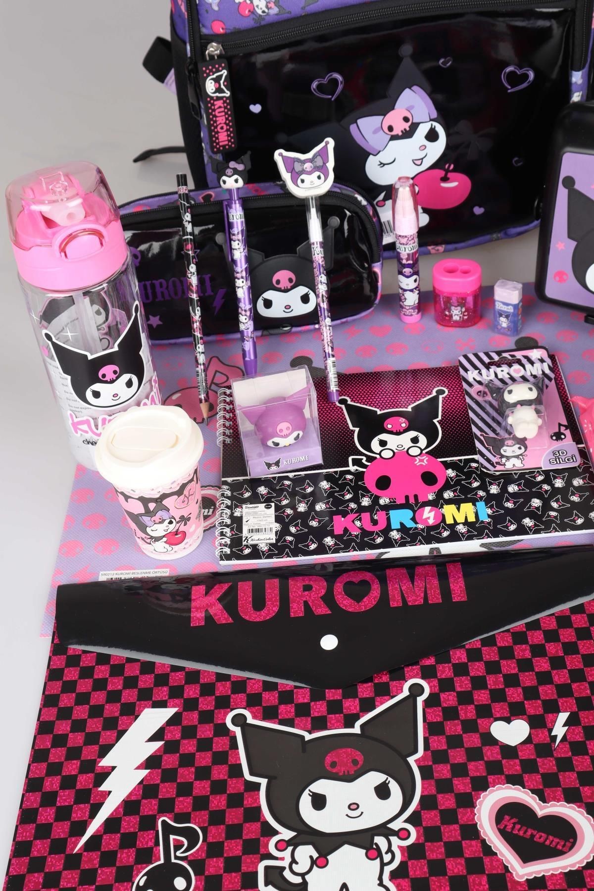 YENİ SEZON LİSANSLI KUROMI "CHERRY" ÖZEL KOLEKSİYON FULL PREMIUM OKUL ÇANTASI,BESLENME KABI,KALEM ÇA