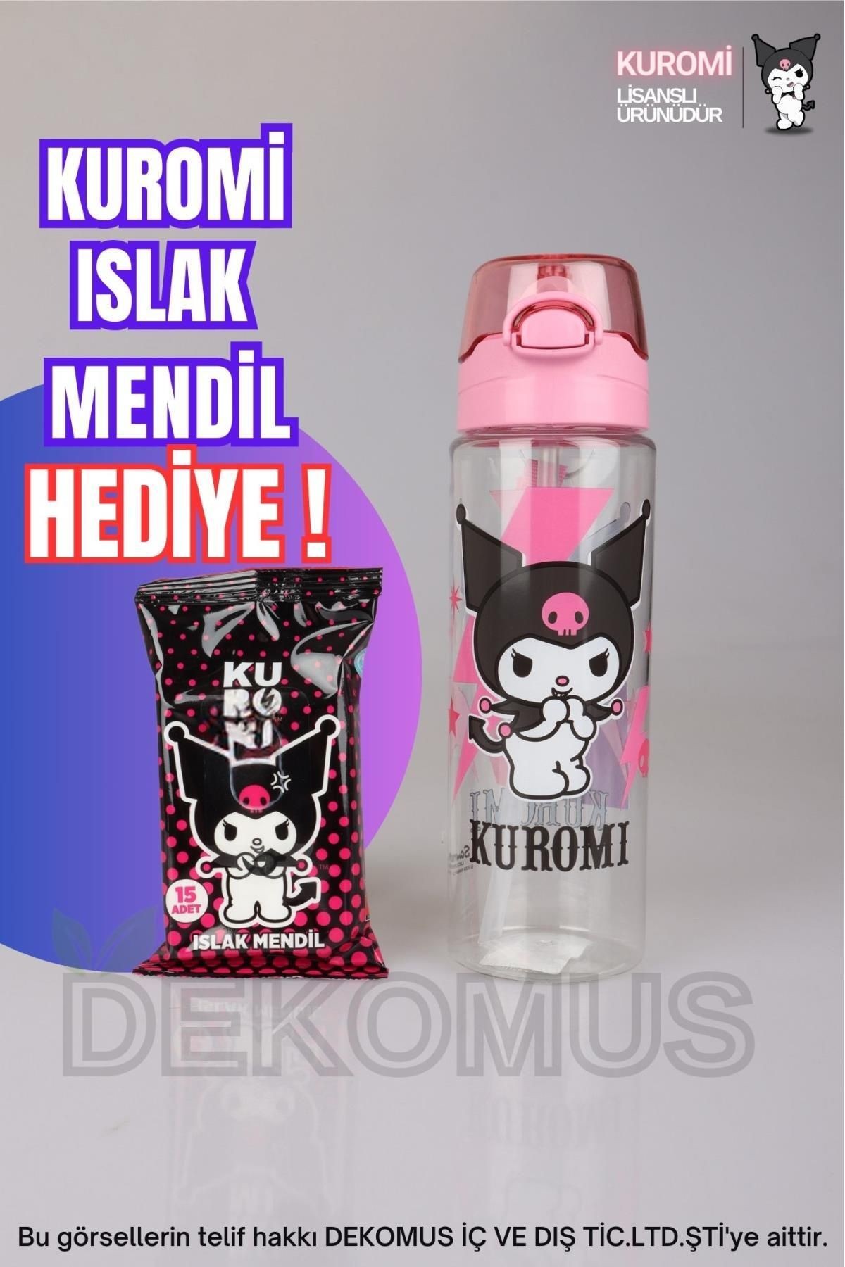 YENİ SEZON LİSANSLI KUROMI TRITAN MATARA 700 ML "KUROMI ISLAK MENDİL HEDİYELİ"