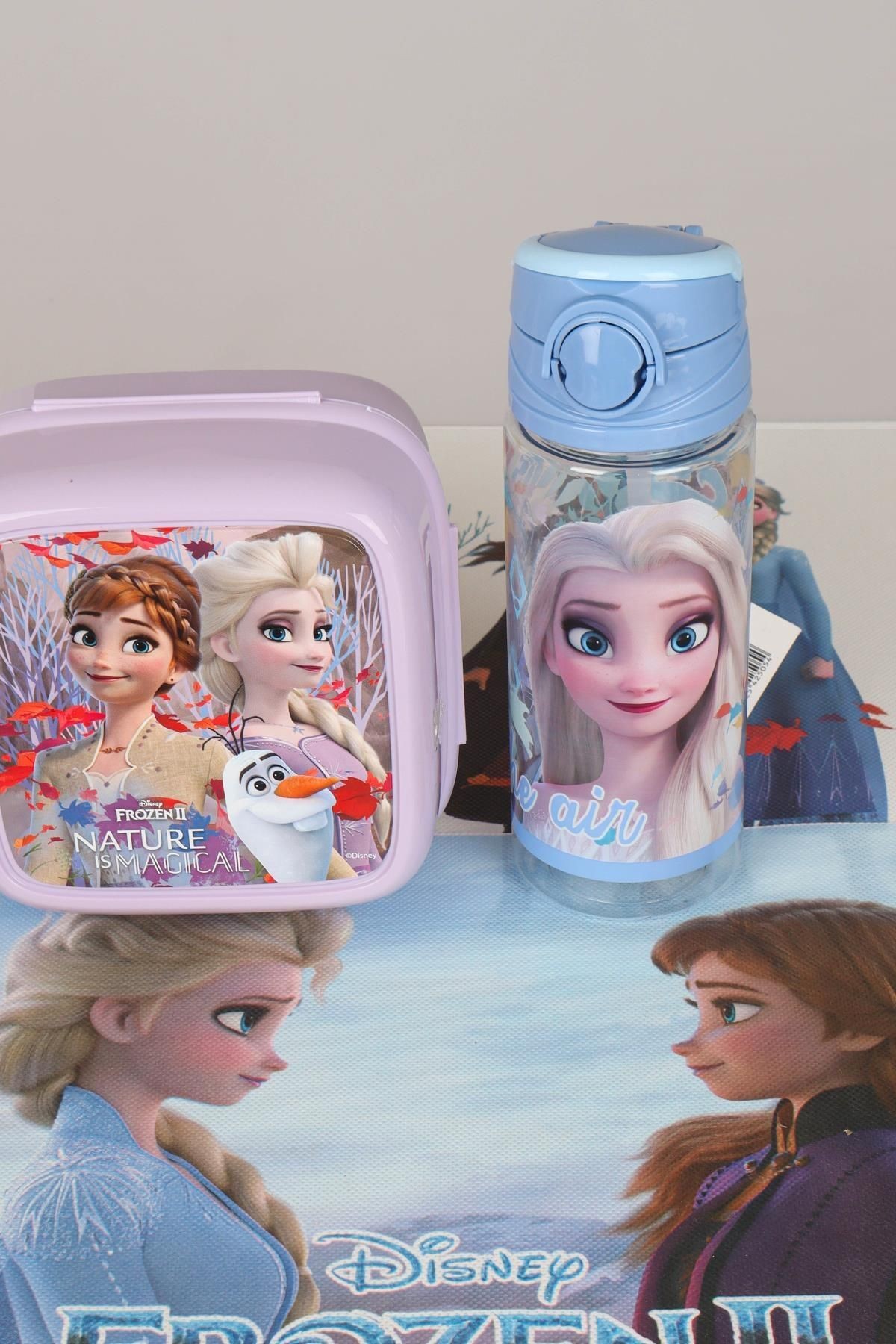 DEKOMUS LİSANSLI  ELSA FROZEN "BESLENME ÖRTÜSÜ,BESLENME KABI VE 500 ML TRITAN MATARA OKUL/KIRTASİYE